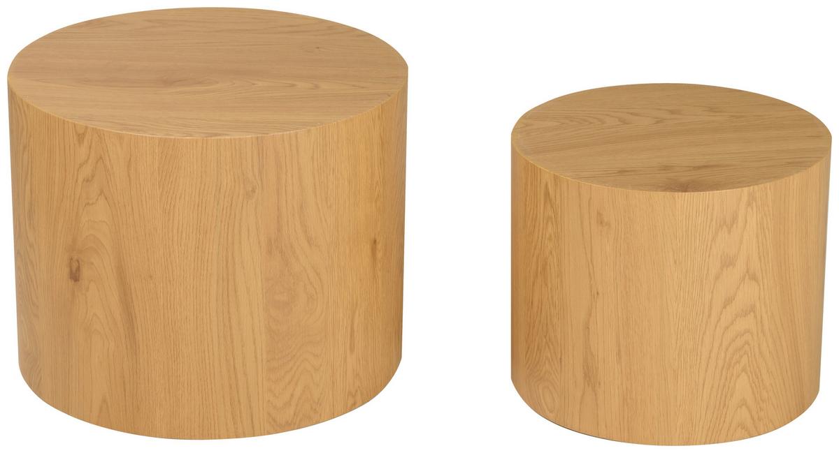 ZESTAW STOLIKÓW BOCZNYCH LISBETH - kolor dębowy, Design, materiał drewnopochodny (38-48/38-48/32-38cm) - Carryhome