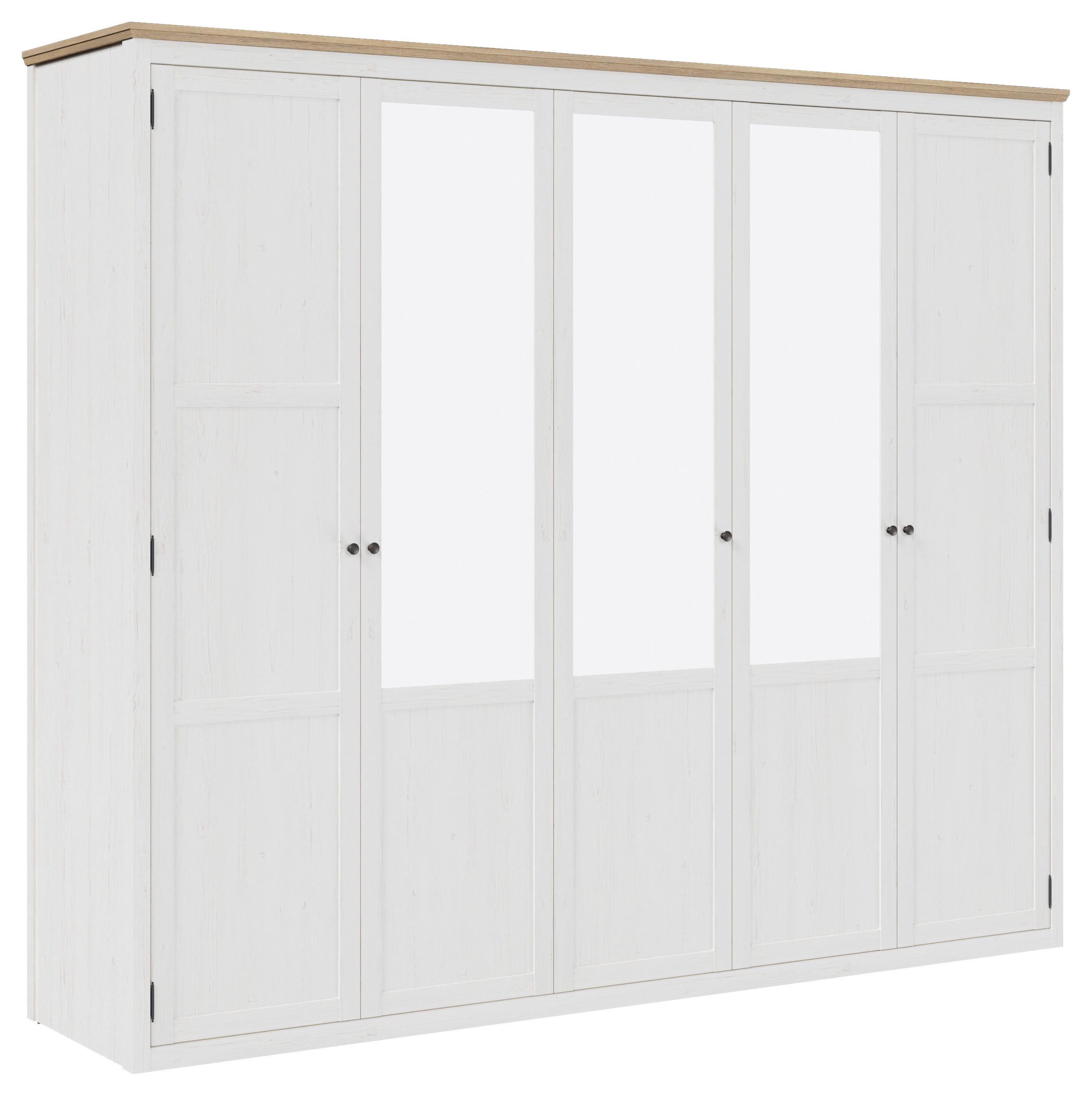 GARDEROB MED GÅNGJÄRNSDÖRRAR KORSIKA -EXKLUSIV- - svart/ekfärgad, Romantik / Lanthus, metall/trämaterial (258,1/219,7/62cm) - Mömax