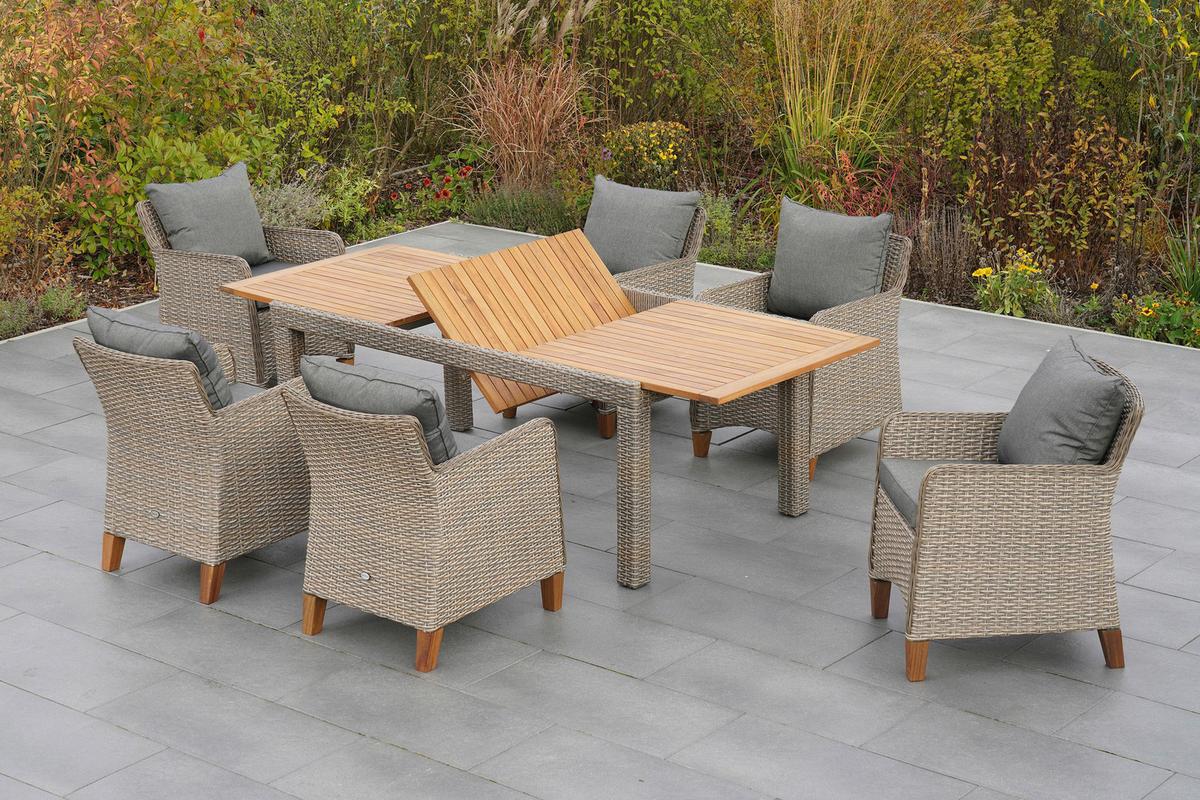 Vrtna Miza Flexi - bež, Moderno, kovina/umetna masa (180-240/100/74cm) - Gardenson