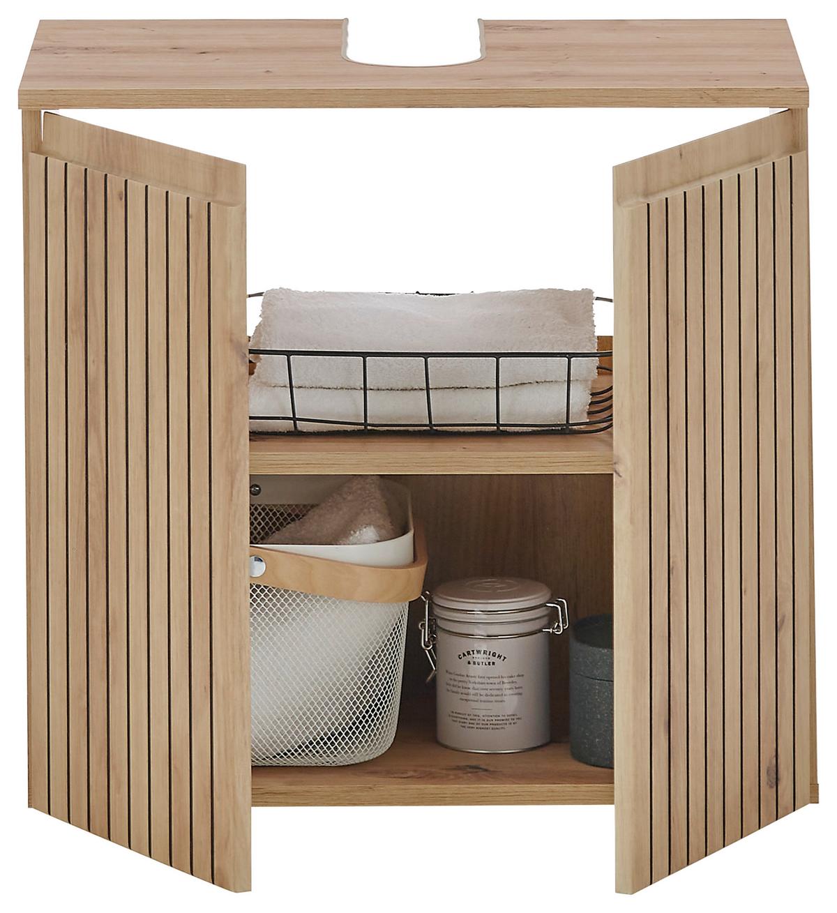 SZAFKA POD UMYWALKĘ AUSTIN - czarny/dąb artisan, Modern, materiał drewnopochodny/tworzywo sztuczne (60/57/36cm) - MID.YOU