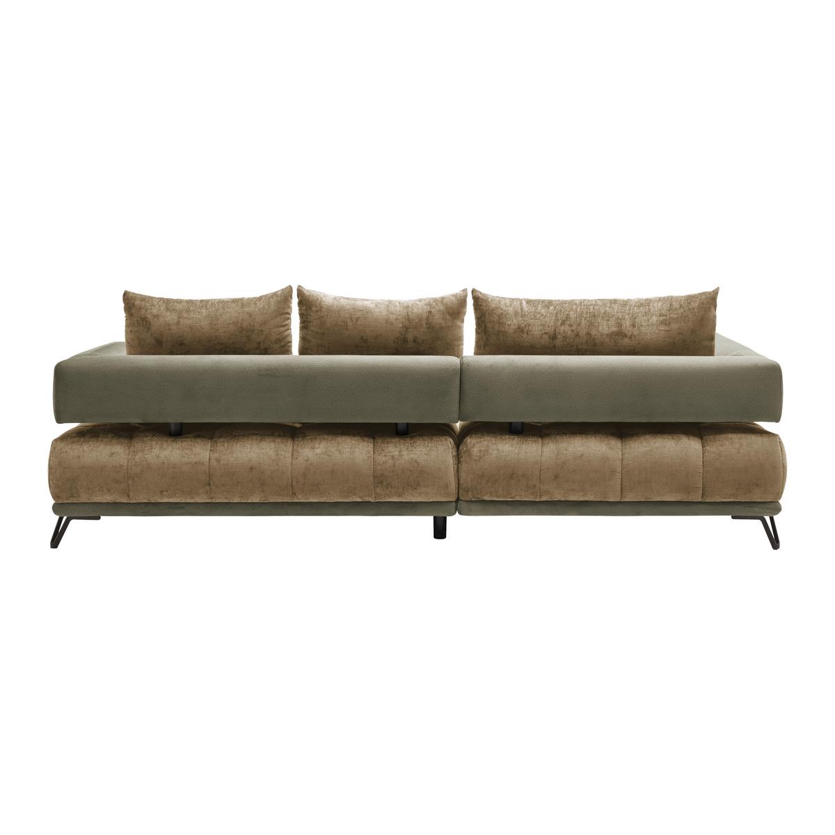 Ecksofa Morgan Olivgrün - Schwarz/Olivgrün, MODERN, Textil/Metall (184/67-87/262cm) - Mömax