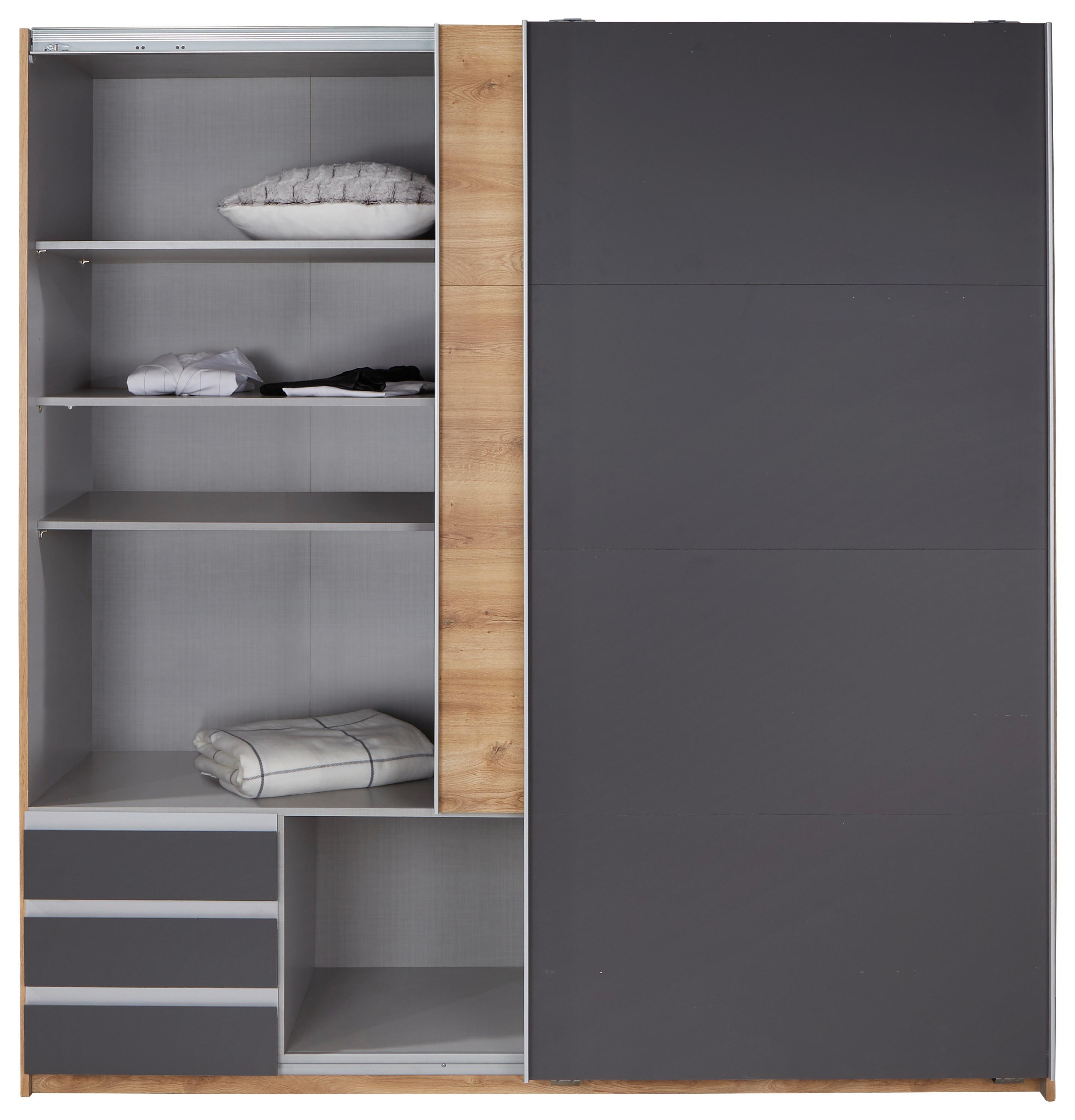 DULAP USI ROTATIVE EMDEN - culoare lemn stejar/grafit, Modern, material pe bază de lemn (180/198/64cm)