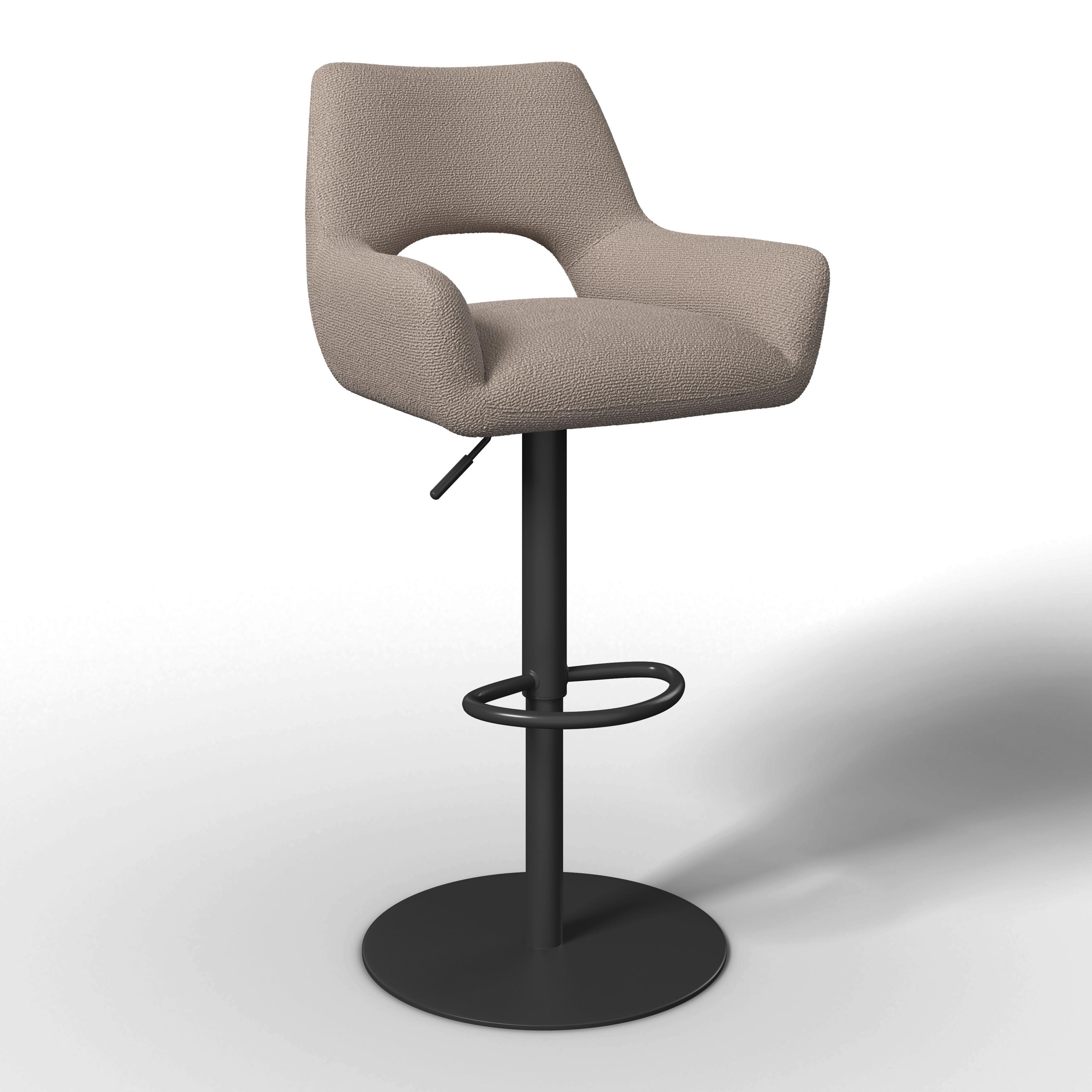 Barhocker Tami Creme Struktur Gepolstert - Creme/Schwarz, MODERN, Holz/Textil (46/82-102/51cm) - Bessagi Home