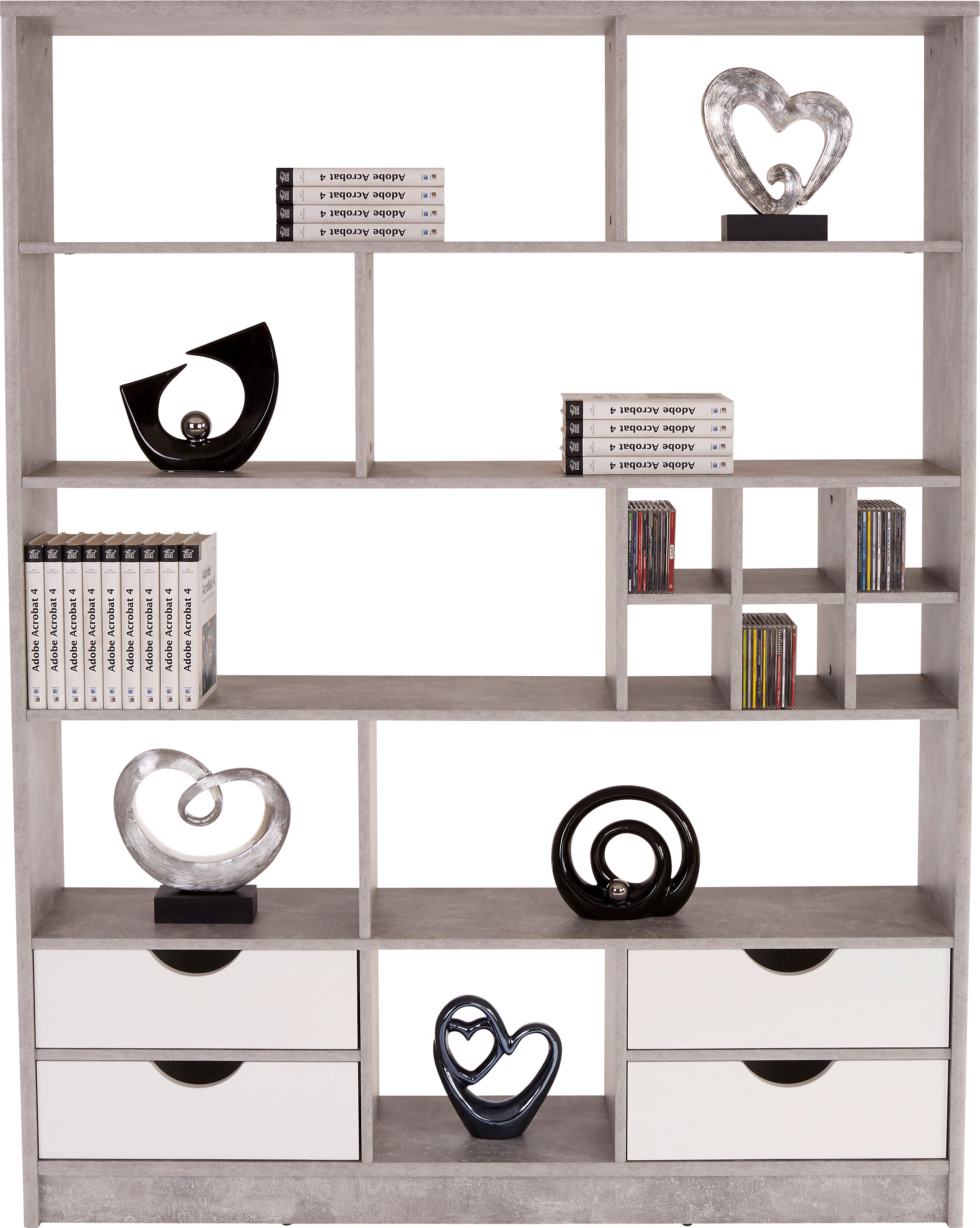 Etajeră Meggy - alb/gri, Modern, material pe bază de lemn (140/184/32cm) - Modern Living