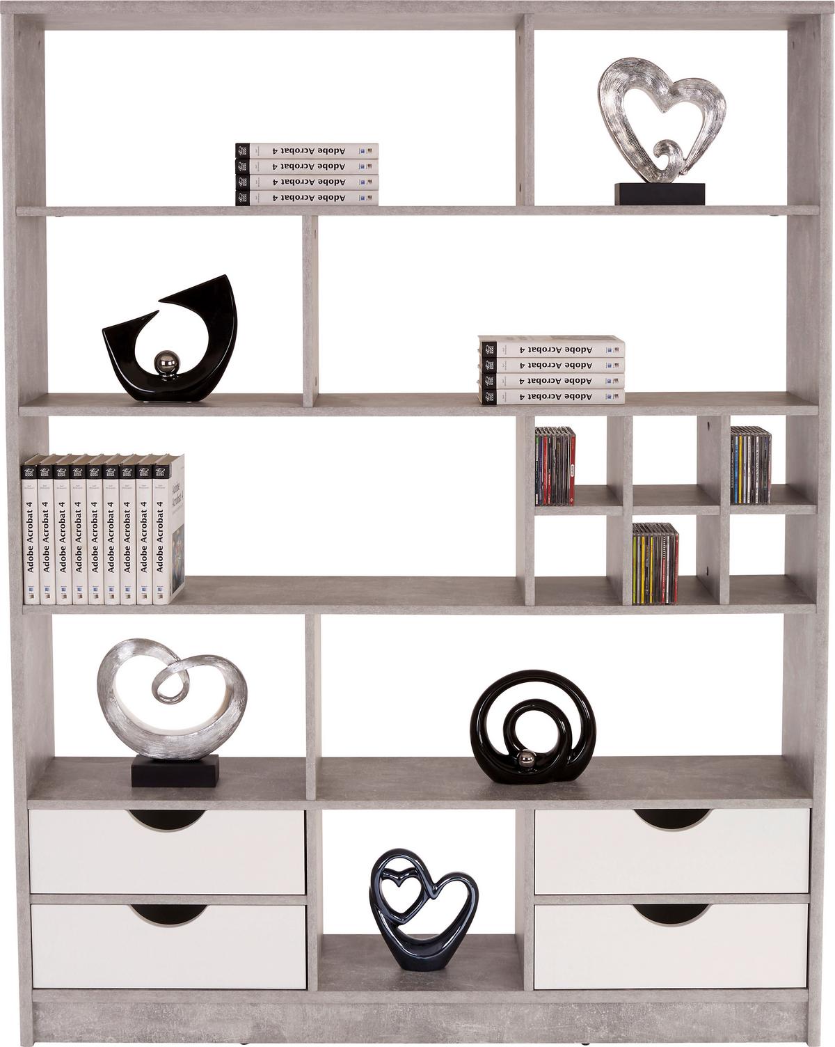 Etajeră Meggy - alb/gri, Modern, material pe bază de lemn (140/184/32cm) - Modern Living