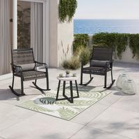 Balkonset Mathilda Dunkelgr. Metall/Outdoorstoff +Abdeckung - Dunkelgrau/Schwarz, MODERN, Kunststoff/Textil - Bessagi Garden