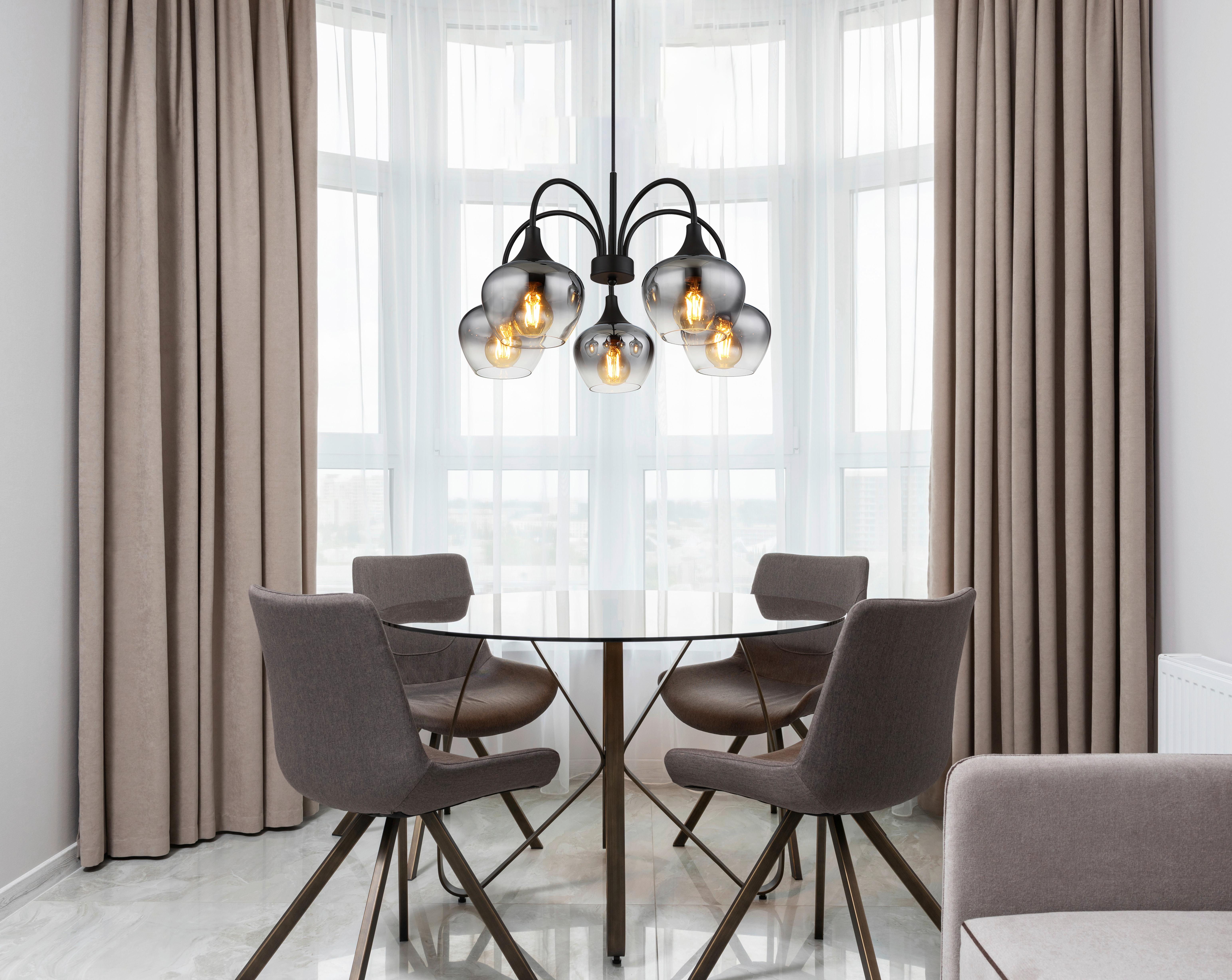 Hängeleuchte Maxy Schwarz max. 40 Watt - Schwarz, Design, Glas/Textil (55/120cm) - Globo
