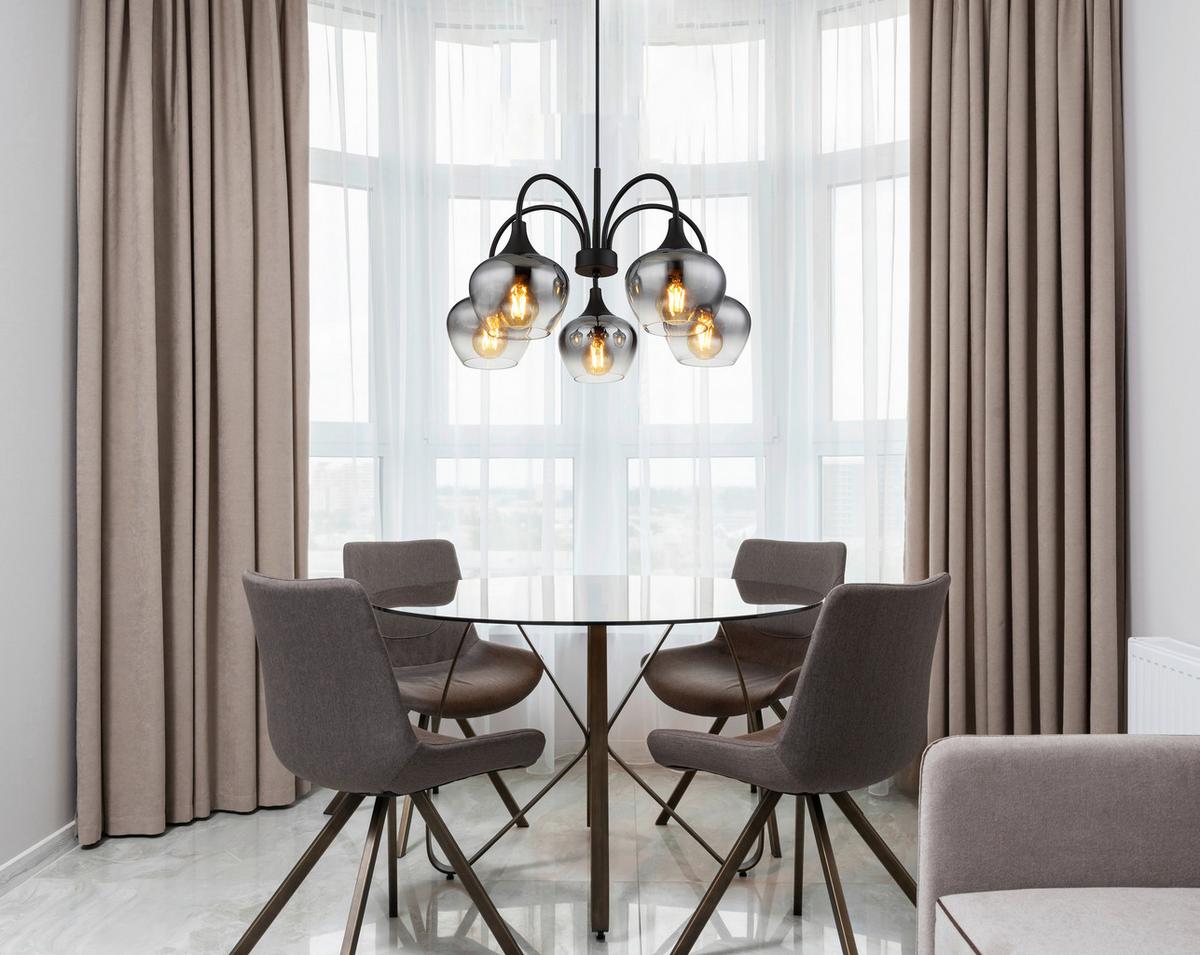 Hängeleuchte Maxy Schwarz max. 40 Watt - Schwarz, Design, Glas/Textil (55/120cm) - Globo