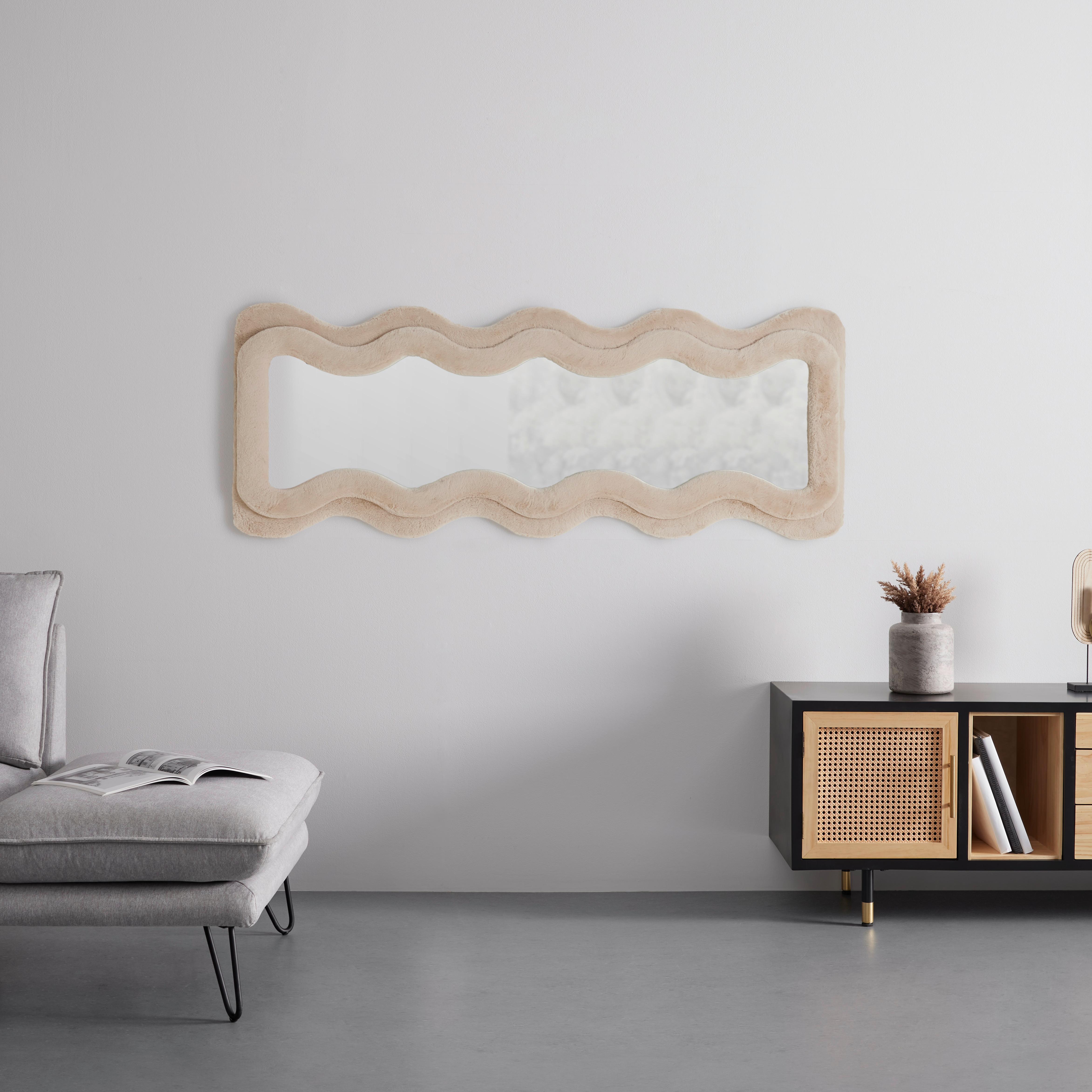 VÄGGSPEGEL SUKI -TREND- - taupe, Romantik / Lanthus, trämaterial/glas (60/160/4cm) - Premium Living