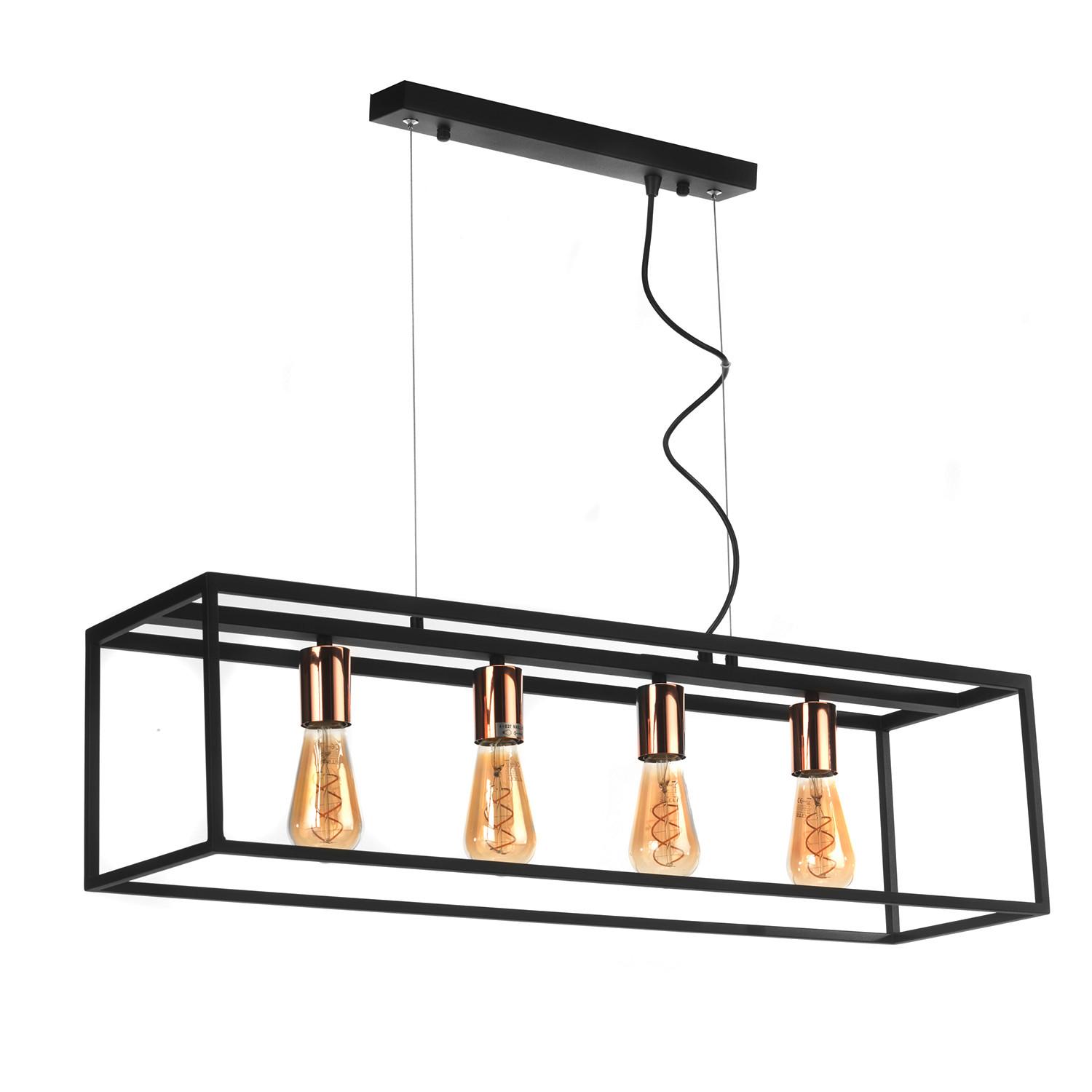 Hängeleuchte Floki Schwarz/Kupfer max. 22 Watt - Schwarz/Kupferfarben, Design, Metall (85/22/110cm)