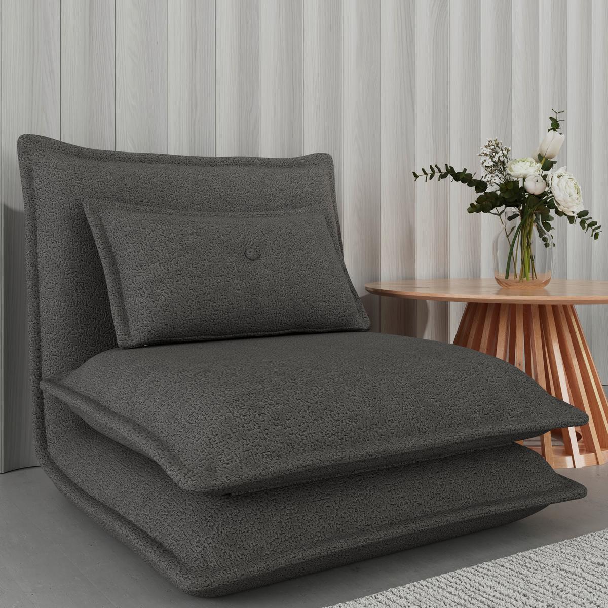 Fekvőfotel Tamara - sötétszürke, Modern, textil/fém (82/31/69cm) - Bessagi Home