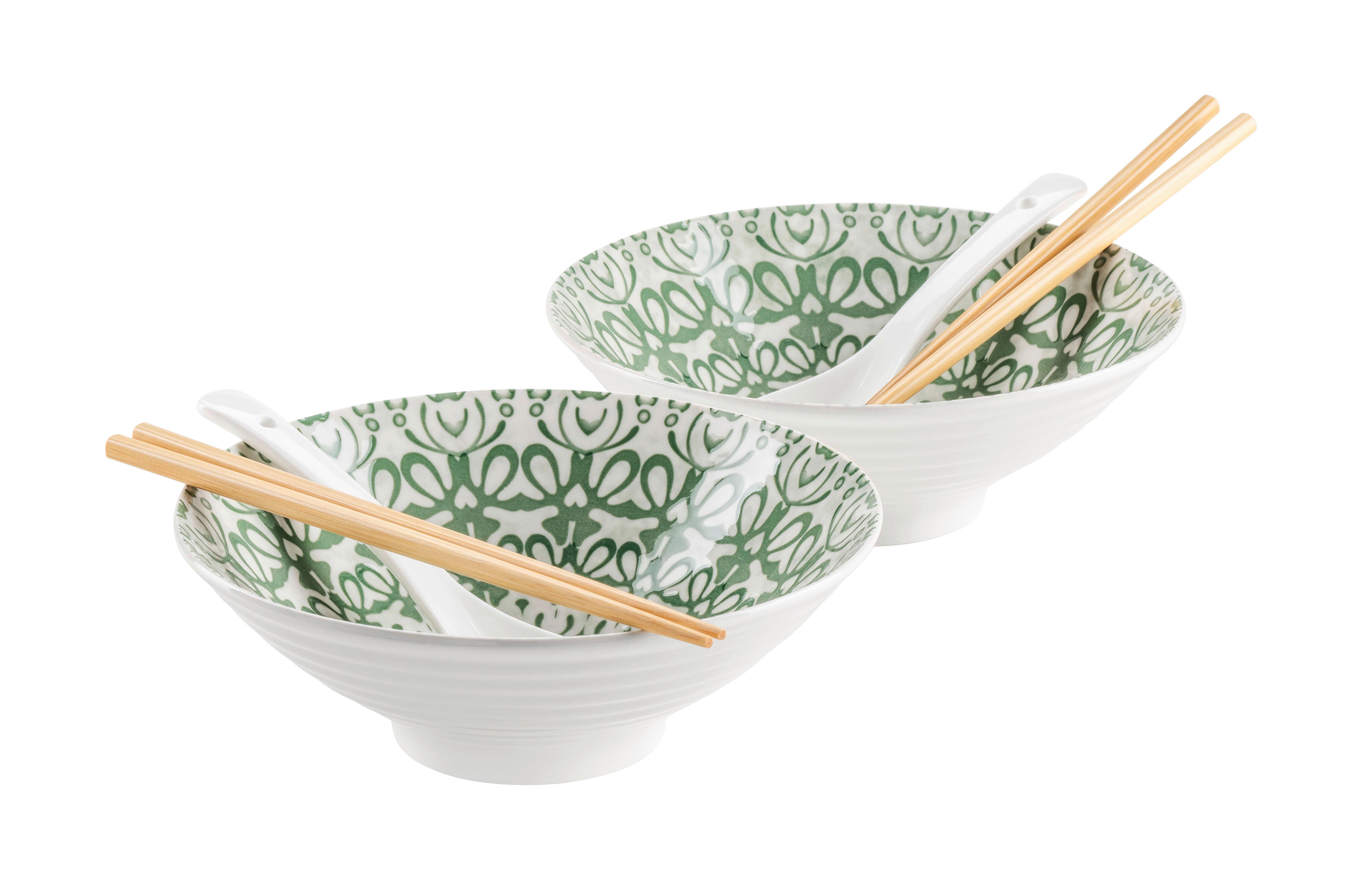 Chinesisches Tafelservice 935642 - Weiss/Grün, Basics, Keramik - Mäser