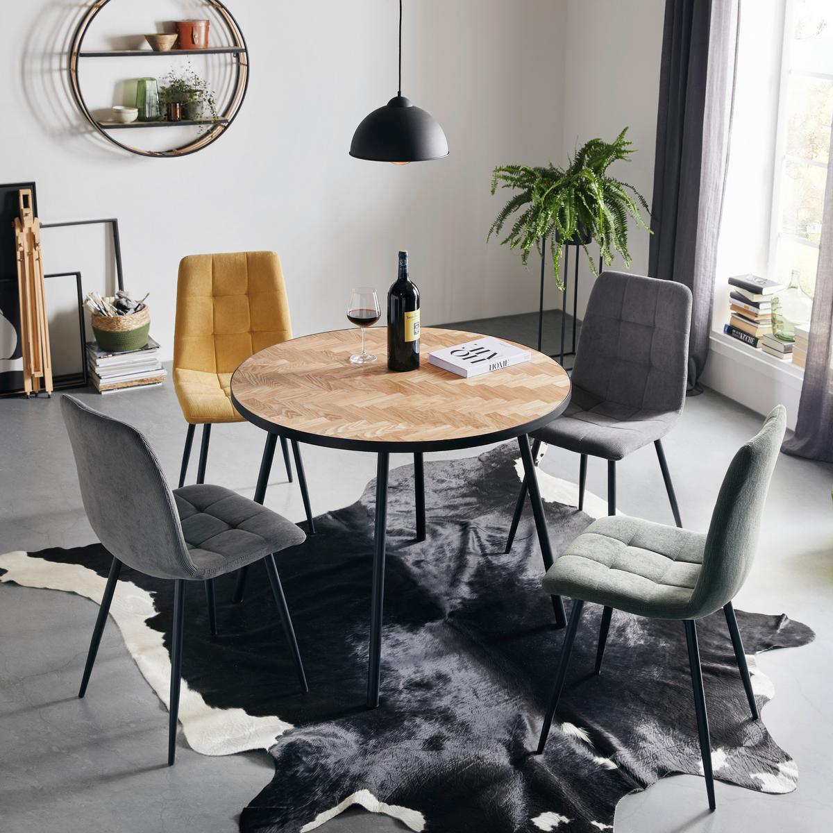 Stuhl Nino aus Kord in Gelb - Gelb/Schwarz, Modern, Holz/Textil (45/87/57cm) - Mömax