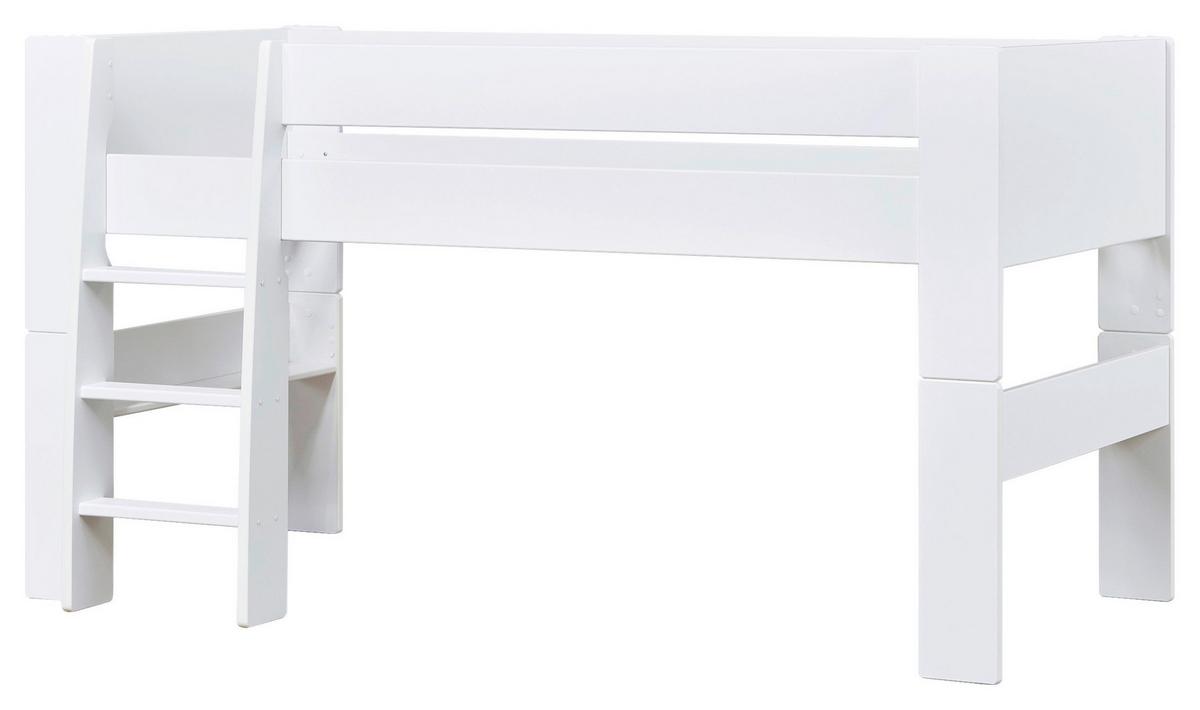 Hochbett PURE Weiß ca. 90x200 cm - Naturfarben/Weiß, MODERN, Holz/Holzwerkstoff (90/200cm) - MID.YOU