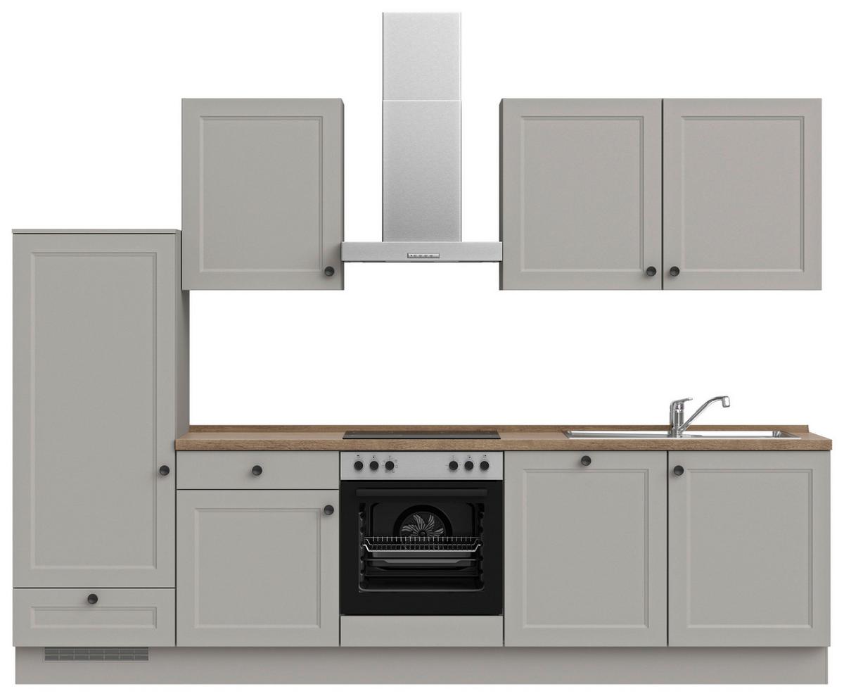 Küchenblock Cascada Low m. Geräten Grau - Eiche dunkel/Schwarz, MODERN, Holzwerkstoff/Metall (300cm) - Nobilia