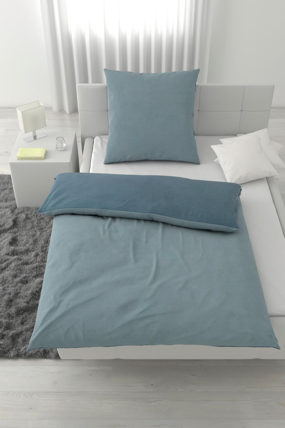 Wendebettwäsche Cashemere Petrol/Jade ca. 135x200cm - Jadegrün/Petrol, Textil (135/200cm) - Mömax