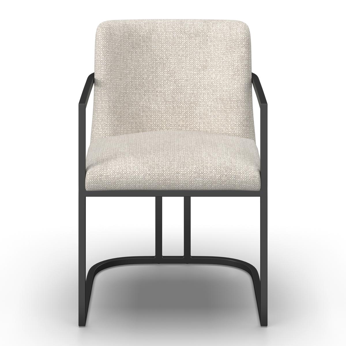 Armlehnstuhl Amara Hellgrau Webstoff Gepolstert - Hellgrau/Schwarz, MODERN, Holz/Textil (55/81,5/60cm) - Bessagi Home