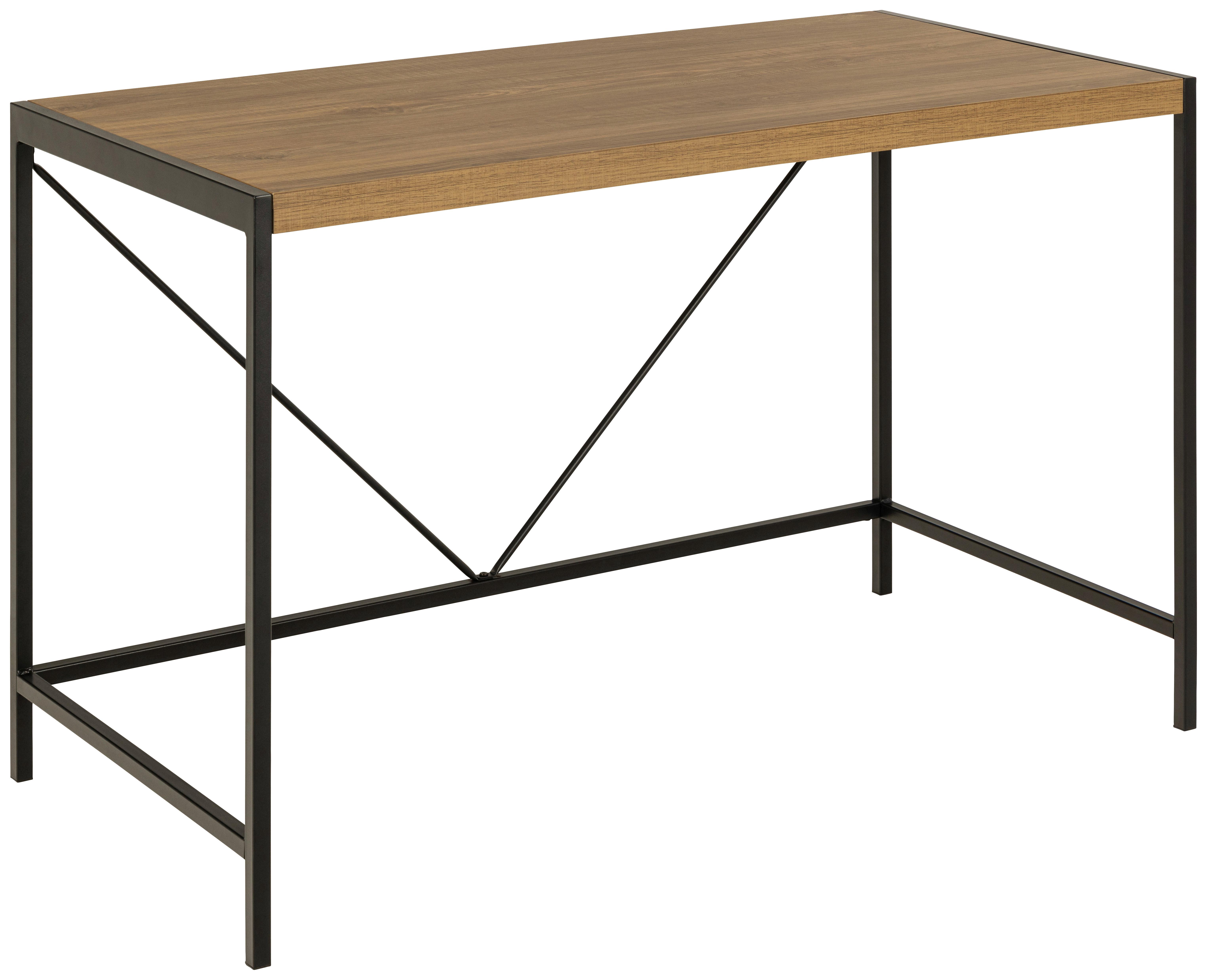 BIURKO BAHAMAS - kolor dębowy/czarny, Design, materiał drewnopochodny/metal (120/60/75cm) - MID.YOU