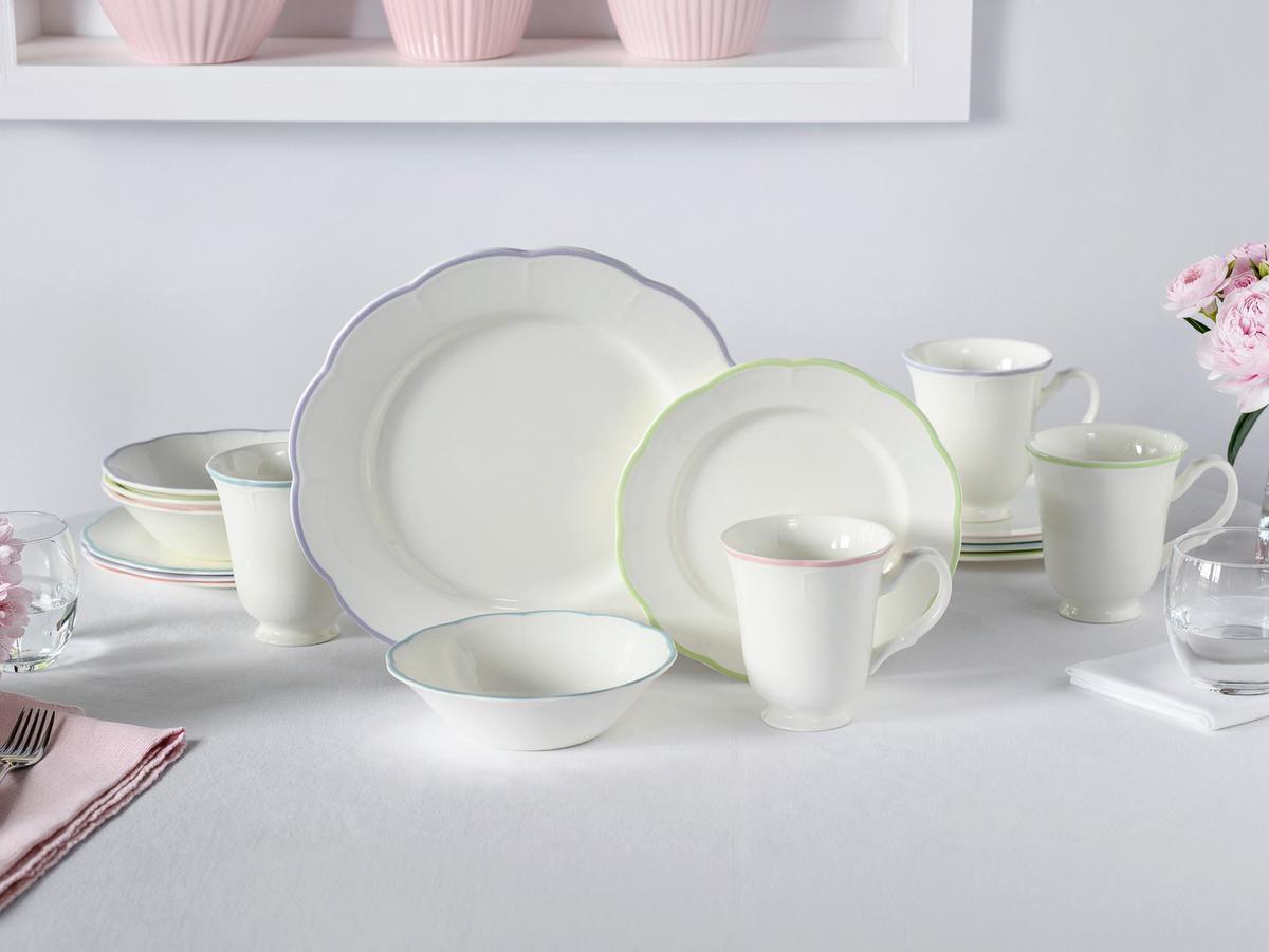 Serviciu De Masă Florine 16/1 - lila/verde limetă, Basics, ceramică - Creatable