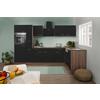 Eckküche Oliver mit Geräten ca. 310x172 cm Schwarz - Eichefarben/Schwarz, Basics, Holzwerkstoff/Metall (310/172cm) - Respekta