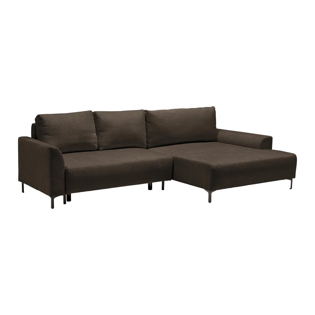 Ecksofa Integra Braun - Schwarz/Braun, Textil/Metall (294/81-93/170cm) - Mömax