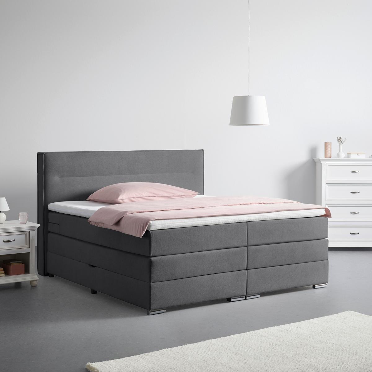 Boxspringbett Papilon Anthrazit ca. 180x200cm - Anthrazit/Zinkfarben, KONVENTIONELL, Holz/Holzwerkstoff (180/200cm) - Premium Living