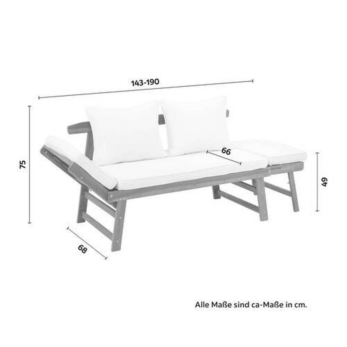 Vrtni Ležalnik Pia, Naravne Barve, Akacija - krem barve/naravne barve, Moderno, tekstil/les (143-190/68/75cm) - Bessagi Garden