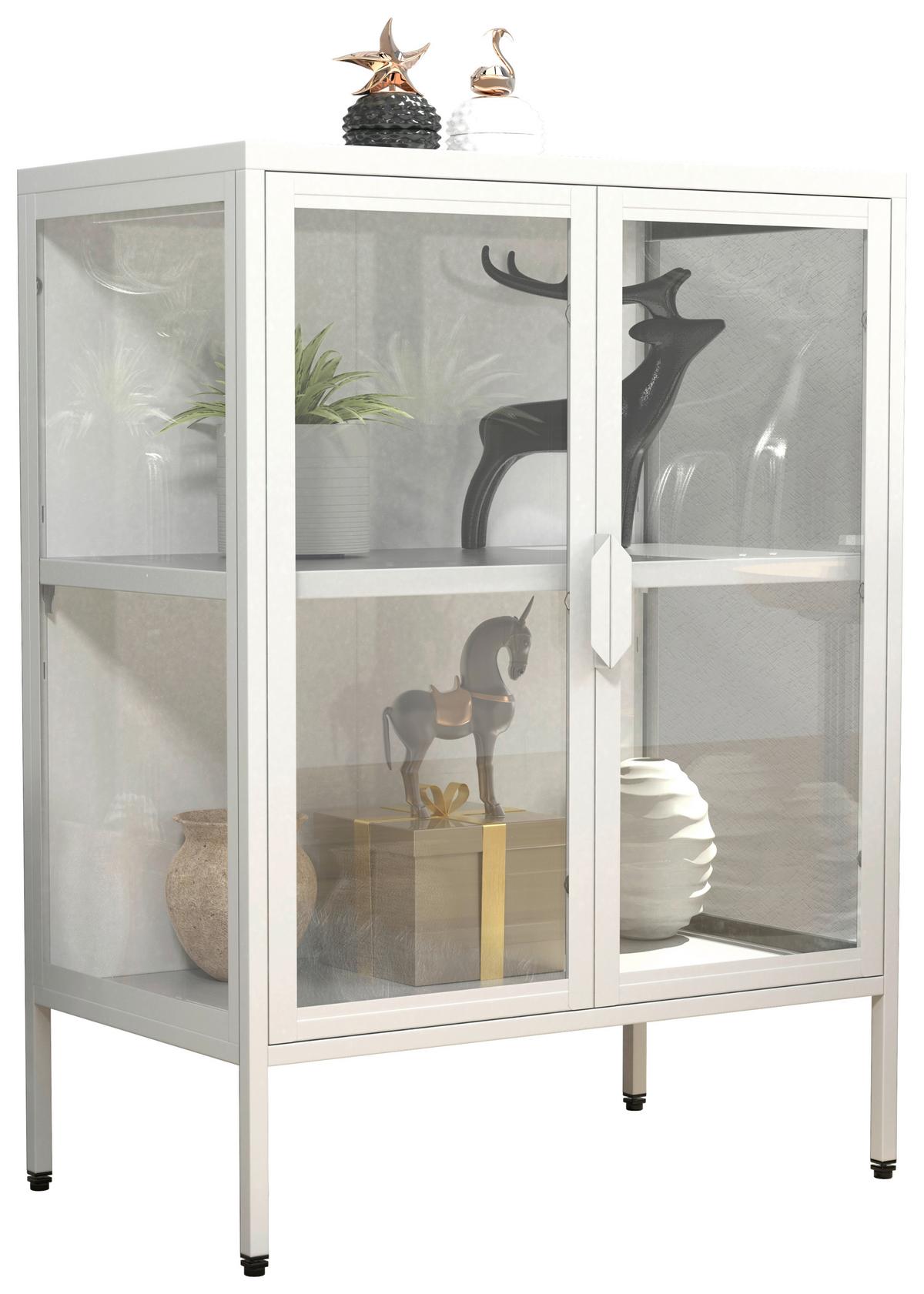 Vitrine Floka S - Weiss/Transparent, Design, Glas/Metall (60/80/35cm) - MID.YOU