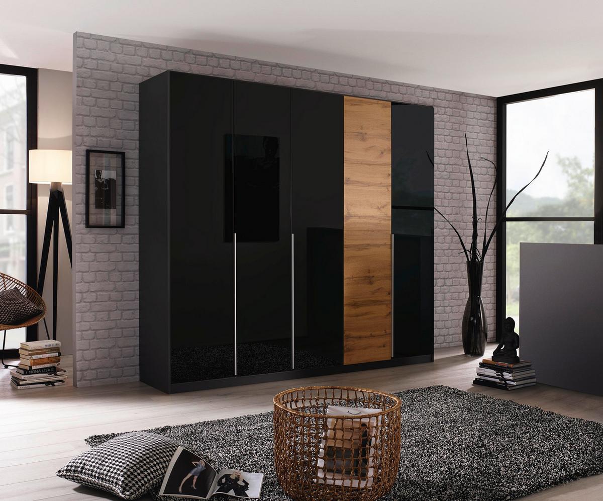 Omara S Klasičnimi Vrati Bellezza, Siva, Barva Hrasta - hrast wotan/temno siva, Design, umetna masa/steklo (226/210/54cm) - Stylife