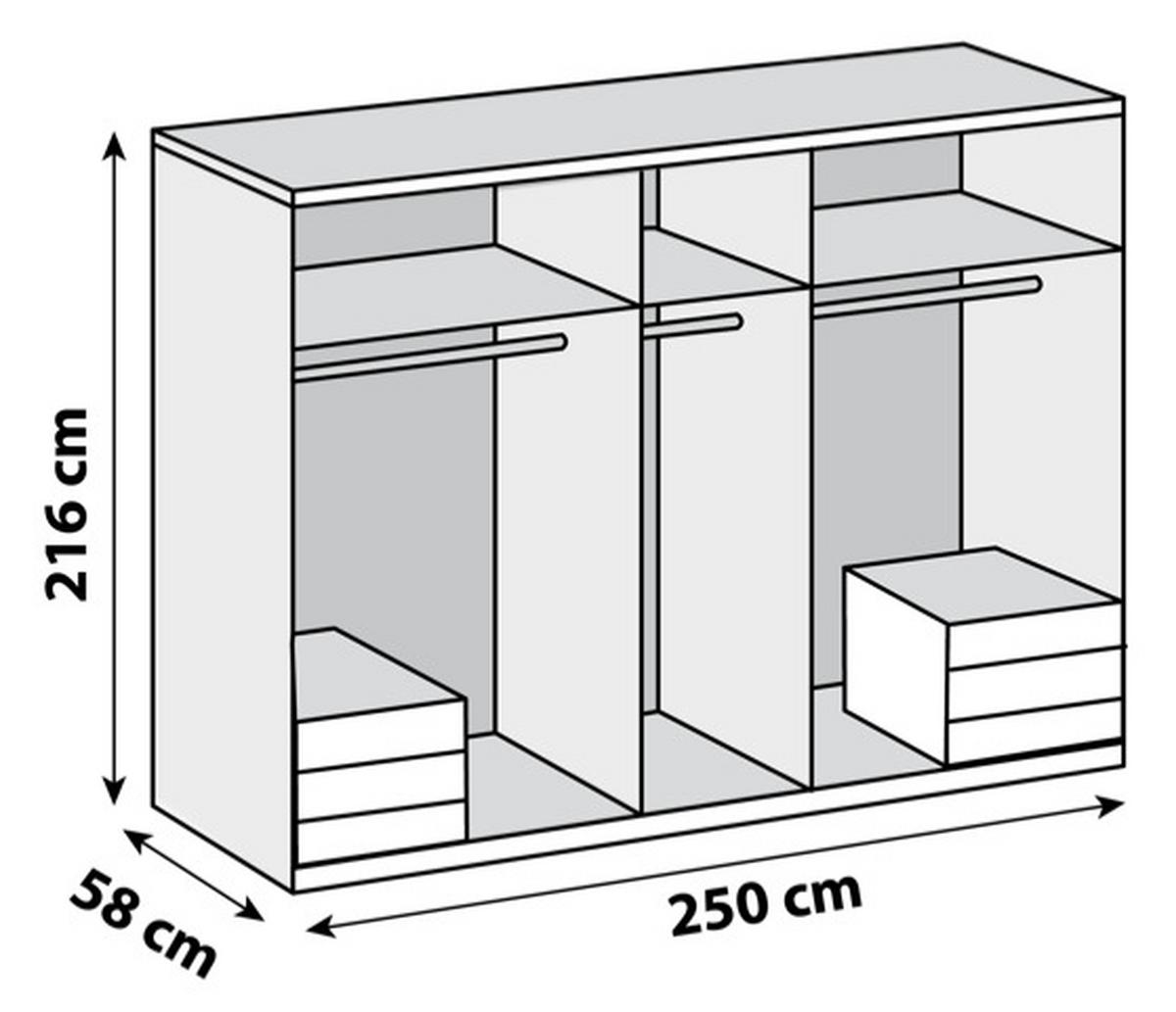 Ormar S Klasičnim Vratima Level 36a - srebrne boje/boje hrasta, Moderno, staklo/drvni materijal (250/216/58cm) - Modern Living