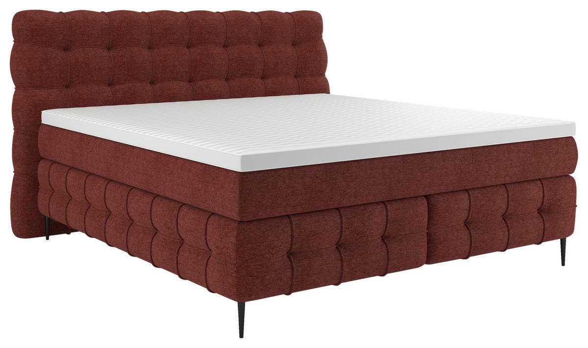 PAT BOXSPRING SCARLETT - roșu închis, Konventionell, lemn/textil (160/200cm)
