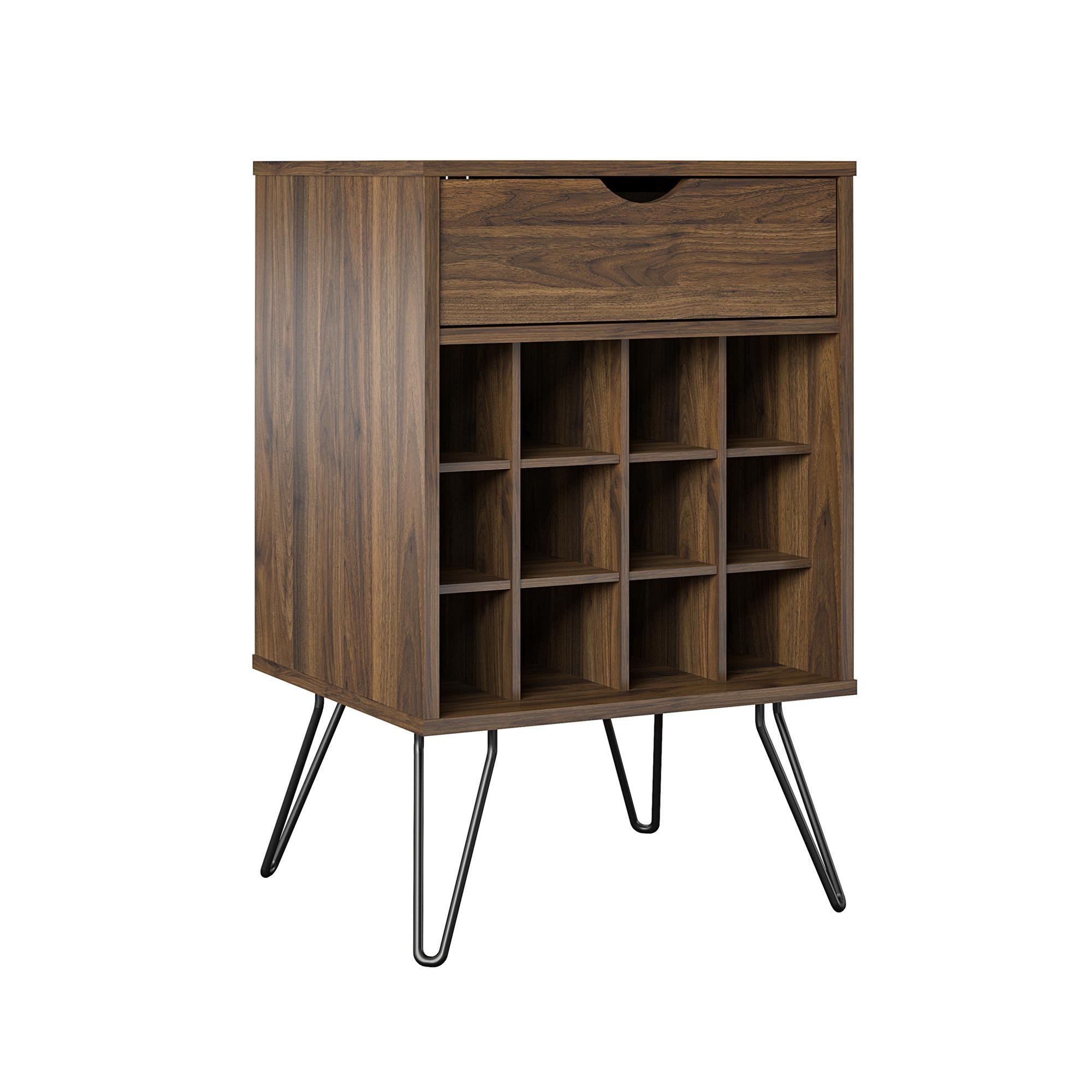 Weinregal Concord Walnussfarben ca.51x80x45cm - Walnussfarben/Schwarz, Design, Holzwerkstoff/Metall (51/80/45cm) - MID.YOU
