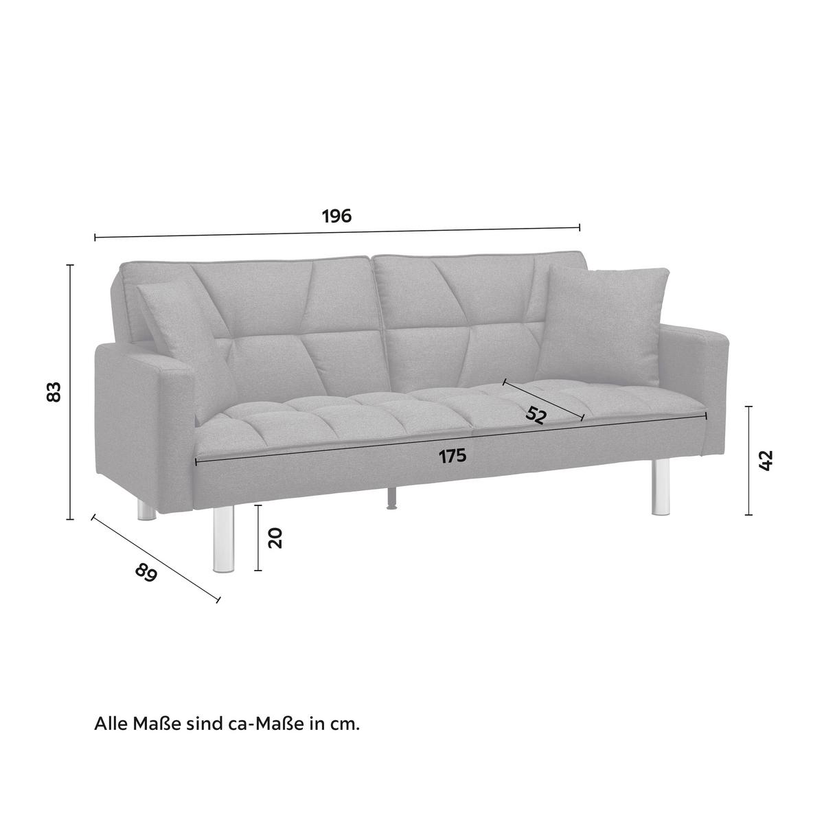 Schlafsofa in dunkel- grau inkl. 2 Kissen "David" - Chromfarben/Dunkelgrau, Modern, Holz/Textil (196/83/89cm) - Bessagi Home