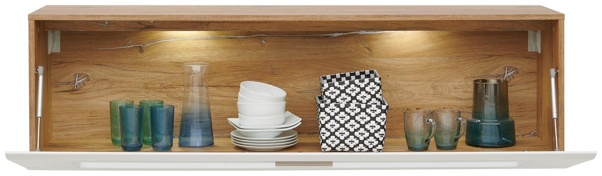 Dulap suspendat Auris - alb/culoare lemn stejar, Modern, sticlă/material pe bază de lemn (150/43/37,1cm) - Luca Bessoni