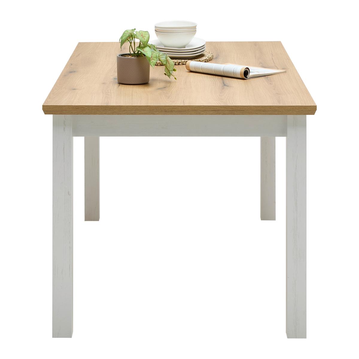 Esstisch Korsika Eichefarben/Weiß - Eichefarben/Weiß, ROMANTIK / LANDHAUS, Holzwerkstoff (160/76/90cm) - Mömax