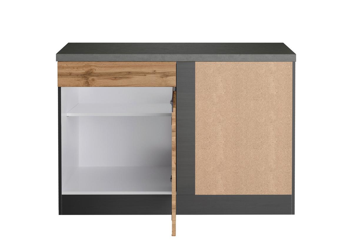 Eckunterschrank Turin ca. 120x86 cm Graphit/Eiche - Eiche Wotan/Graphitfarben, Design, Holzwerkstoff (120/86/60cm) - Held
