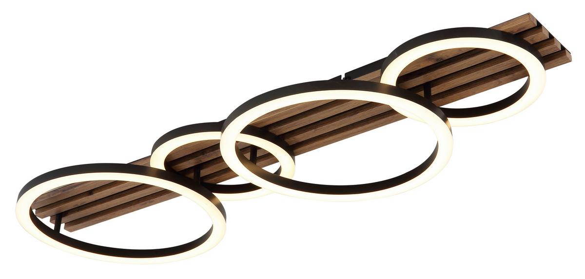 LED-DECKENLEUCHTE 67353D4 TISHA - Weiss/Dunkelbraun, Natur, Holzwerkstoff/Kunststoff (86/30/9,5cm) - Globo