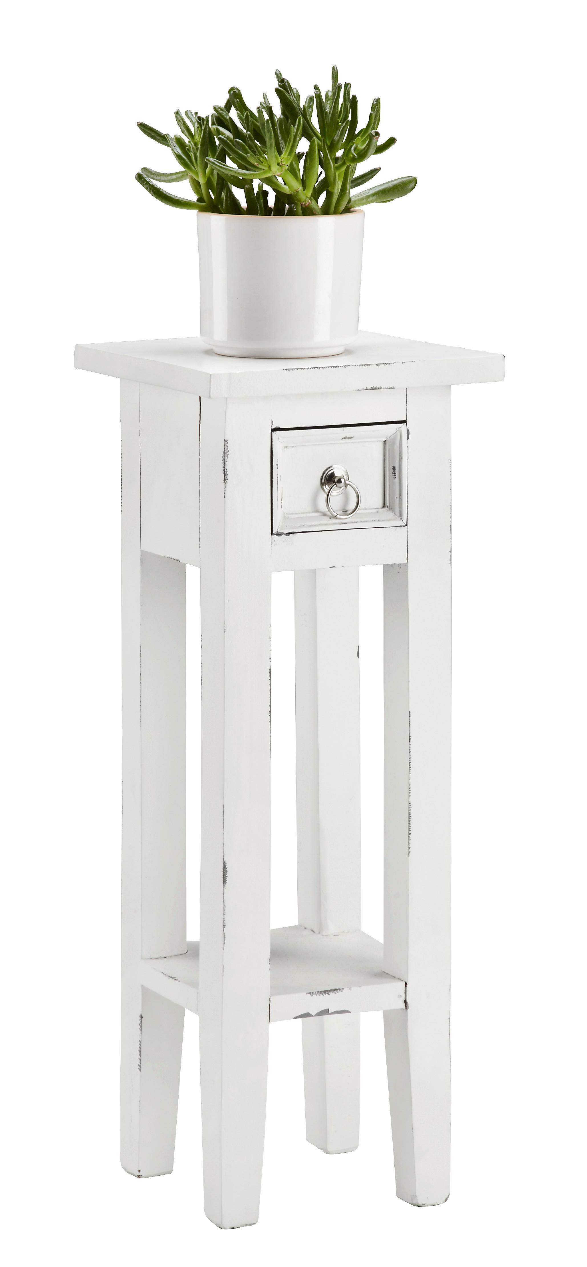 Blumensäule Orkney in Weiss - Weiss, Lifestyle, Holz (25/67/25cm) - Modern Living