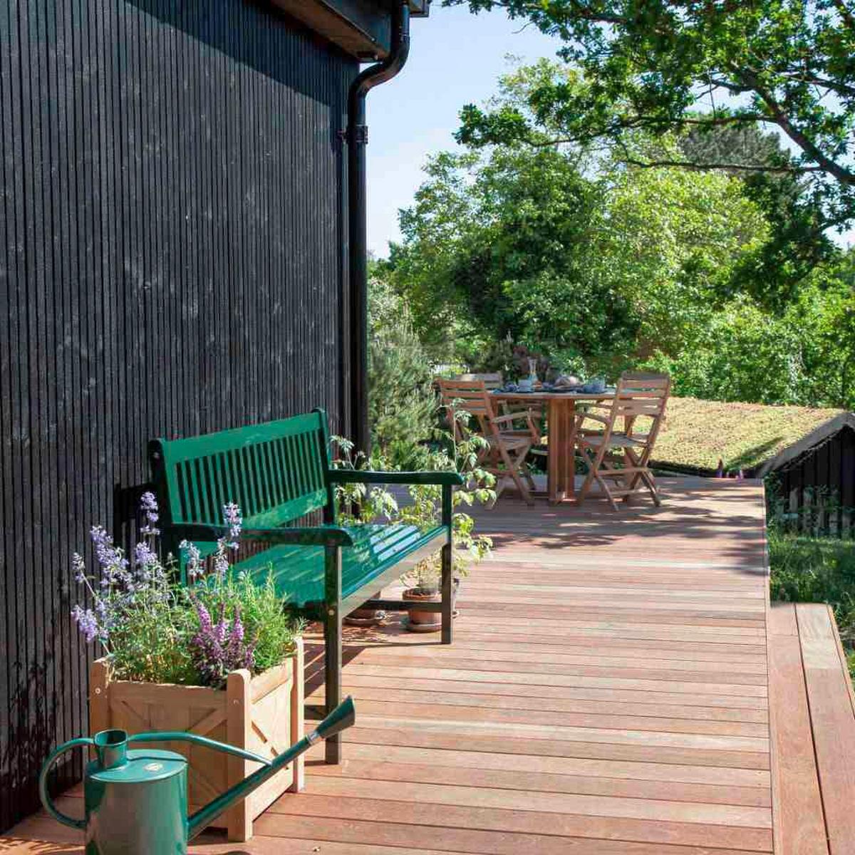 Gartenbank Brighton Gartenbank - Dunkelgrün/Grün, Natur, Holz (150/89/59cm) - Gardenson