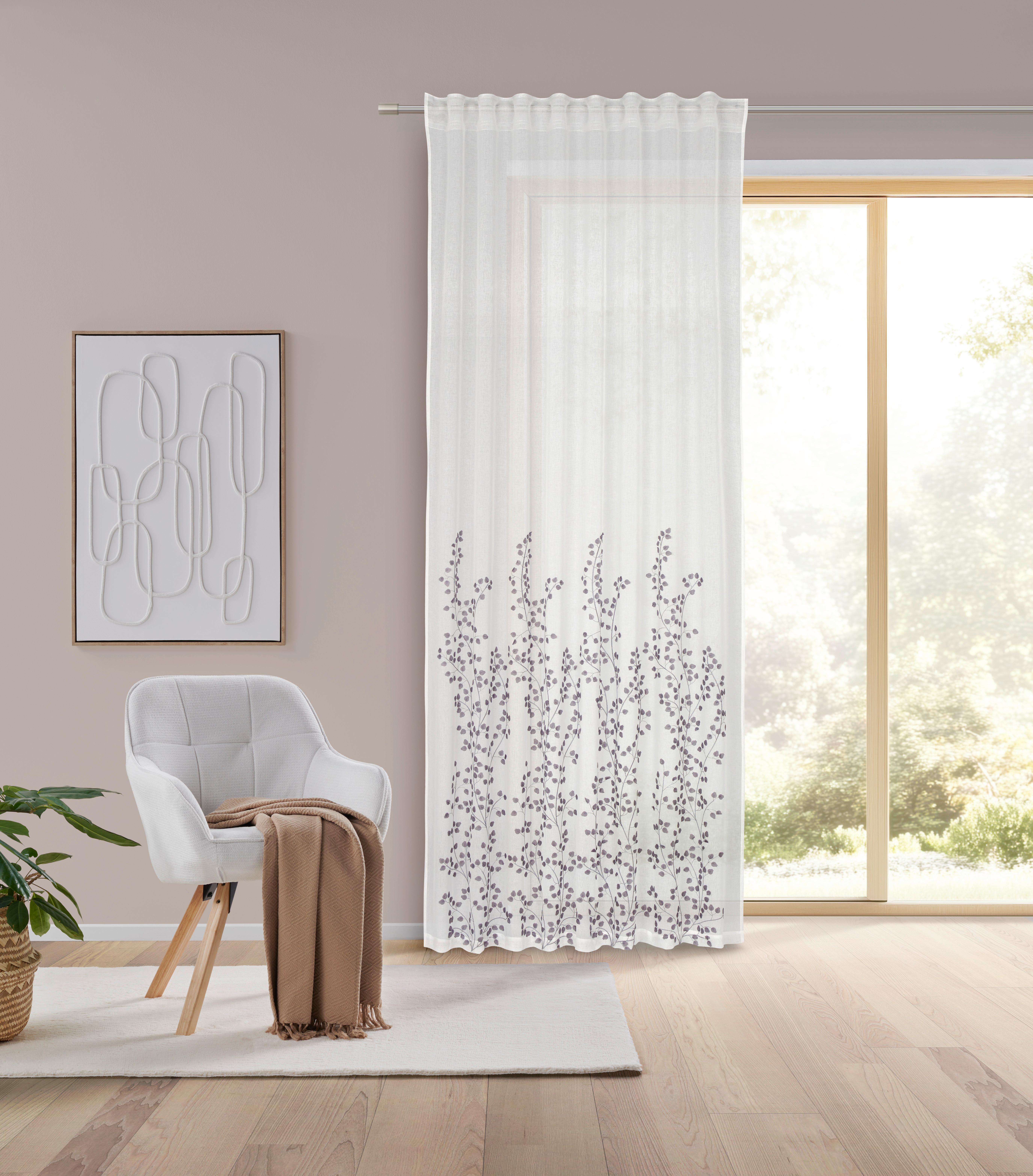 Fertigvorhang Livie in Grau/Weiß - Weiß/Grau, Basics, Textil (135/245cm) - Mömax