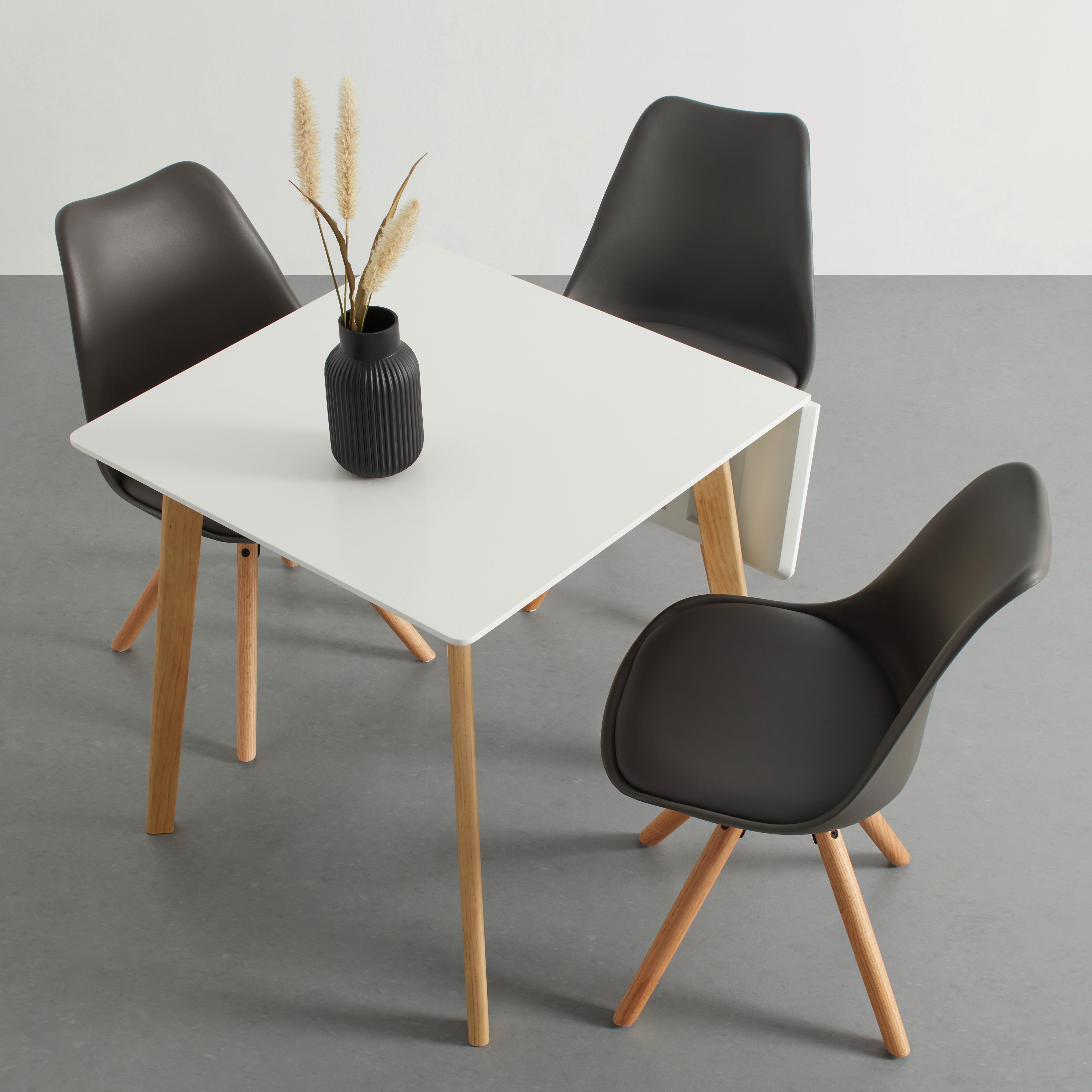 Étkezőasztal Lund - Natúr/Fehér, modern, Faalapú anyag/Fém (75/75-105/75cm) - Modern Living