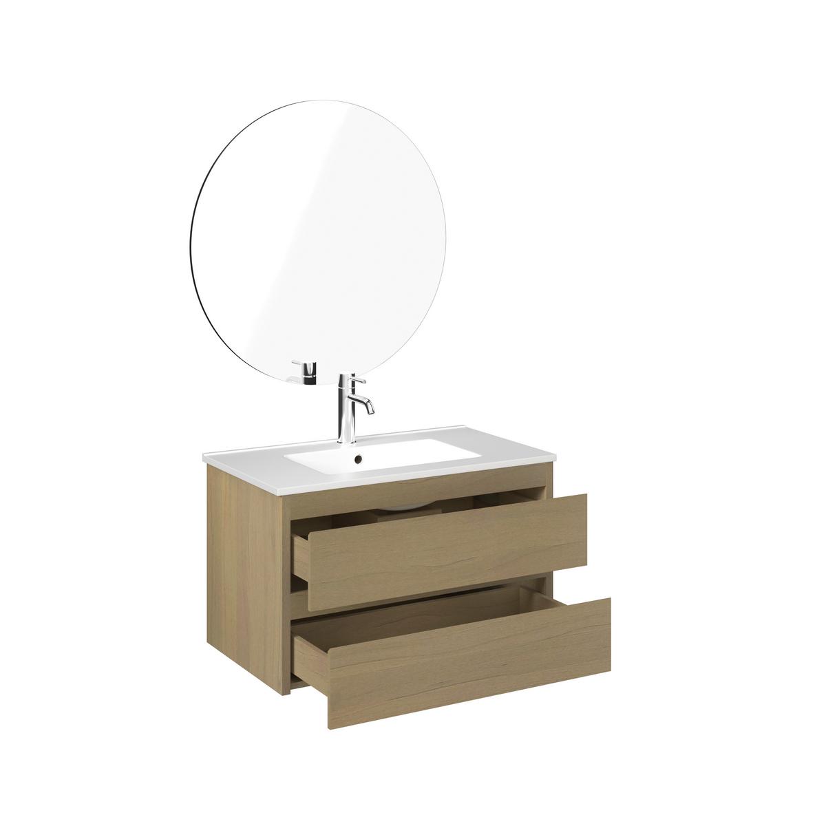 Badezimmer Leona Eichefarben 3- teilig - Eiche dunkel, MODERN, Glas/Keramik - Bessagi Home