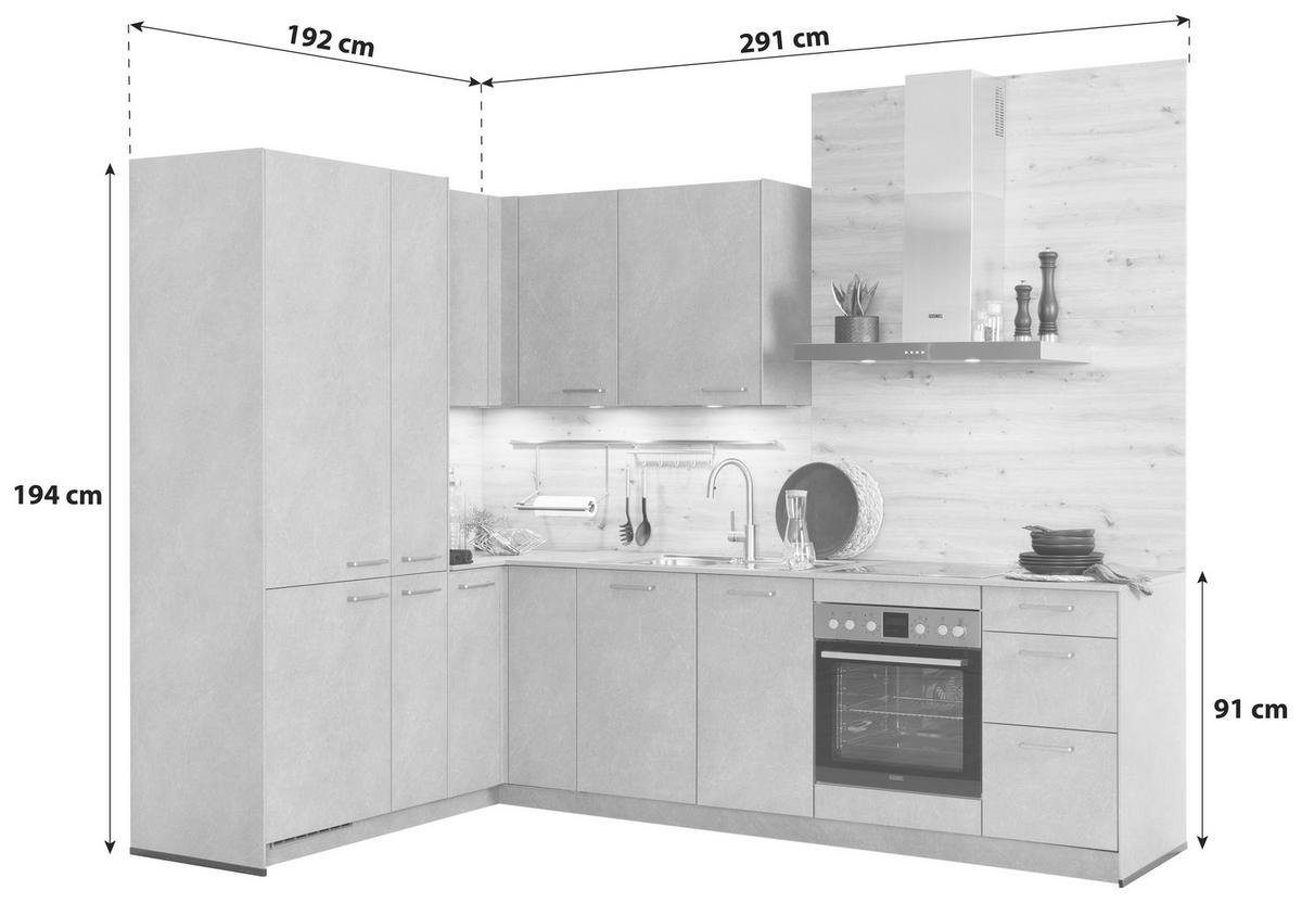 Bucătărie la comandă Stoneart - Modern, material pe bază de lemn (192/291cm) - Nobilia