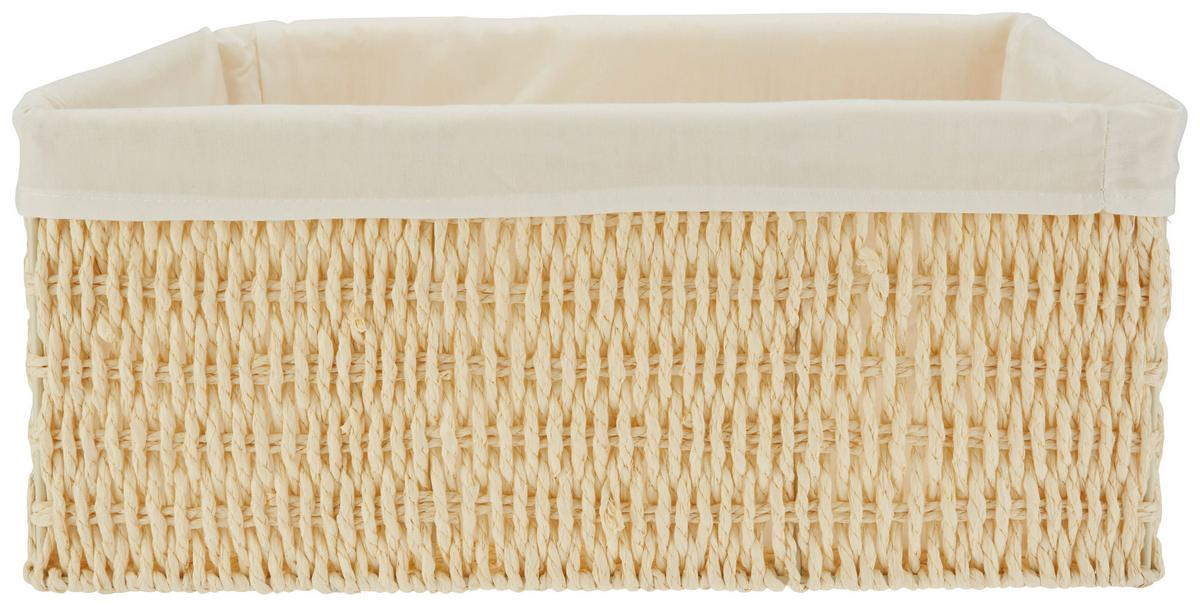 Korb Sally XL Natur/Weiss - Weiss/Naturfarben, Papier/Textil (40/31/17cm) - Mömax