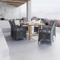 Gartengarnitur Simone Hellgrau Holz/Kunststoff/Outdoorstoff - Hellgrau/Akaziefarben, MODERN, Holz/Kunststoff - Bessagi Garden