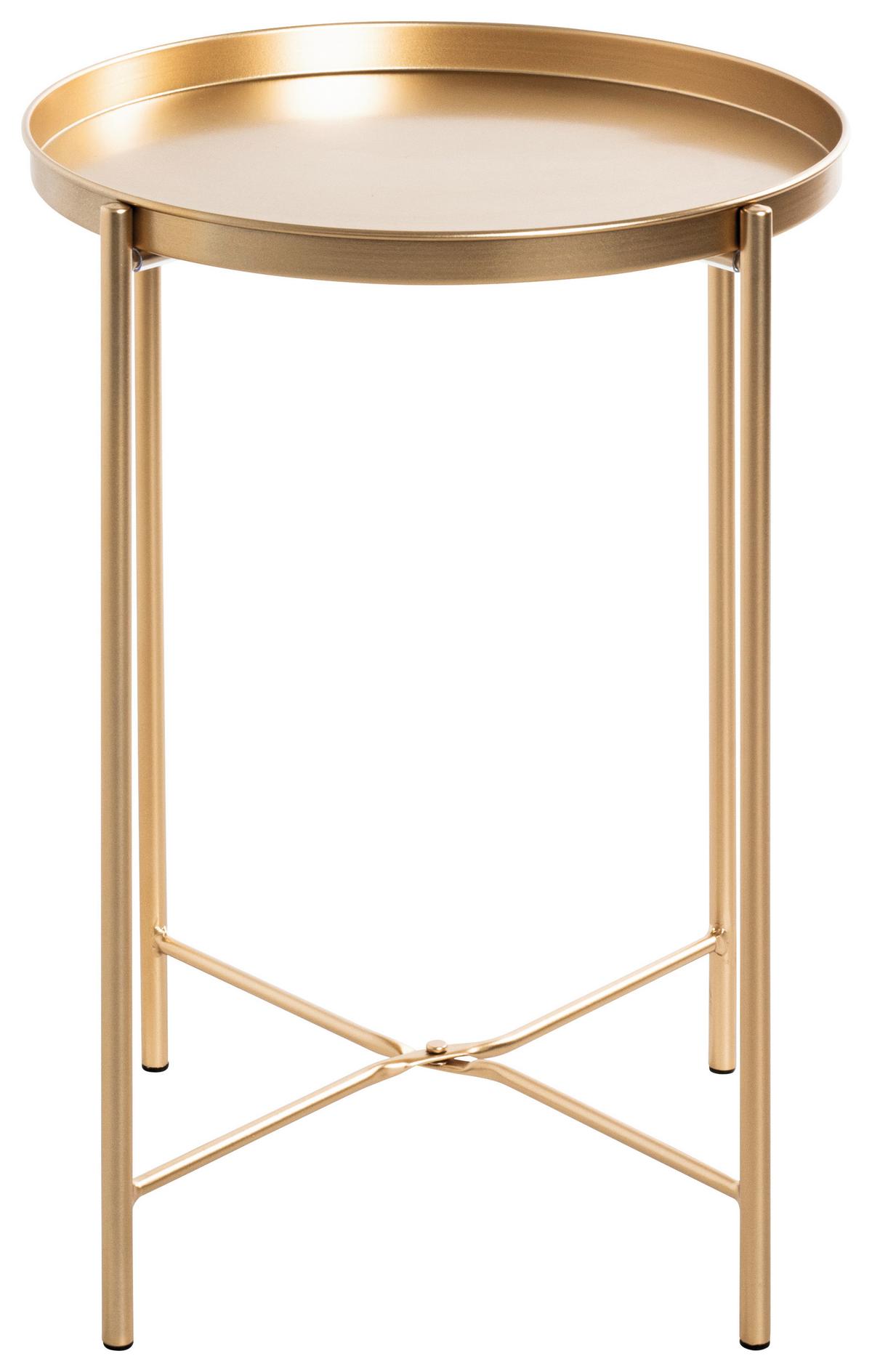 STOLIK BOCZNY MEIKE - kolor złoty, Design, metal (39/39/50cm)