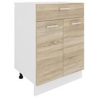 Kuhinjska Spodnja Omarica Esilo, Hrast, Bela - bela/barve aluminija, Konvencionalno, kovina/leseni material (60/82/46cm) - MID.YOU