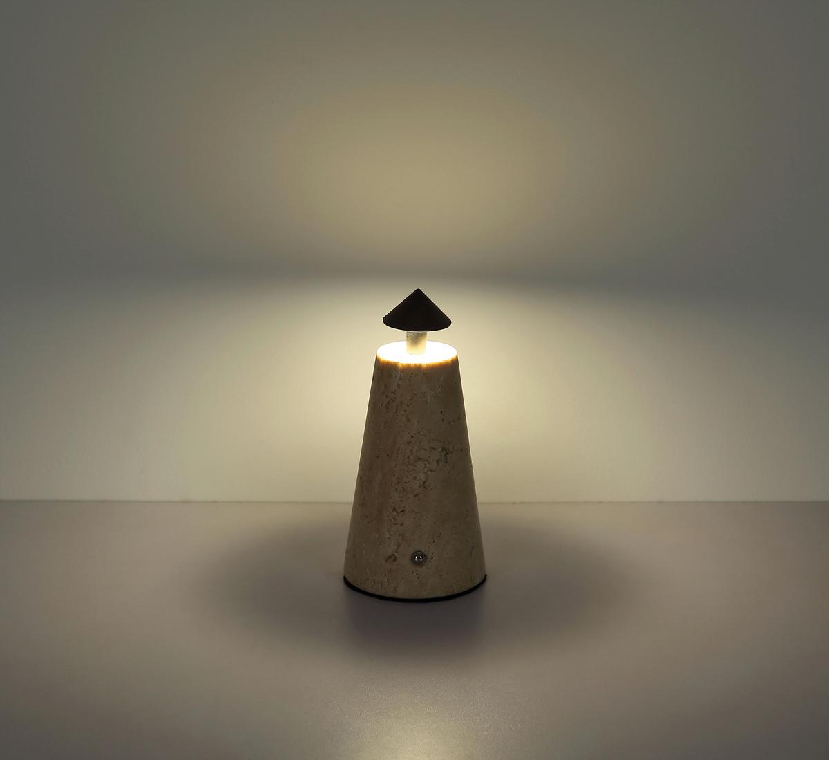 AKKU-TISCHLEUCHTE 21037G LIVA - Weiss/Schwarzchrom, Design, Kunststoff/Stein (9/19cm) - Globo