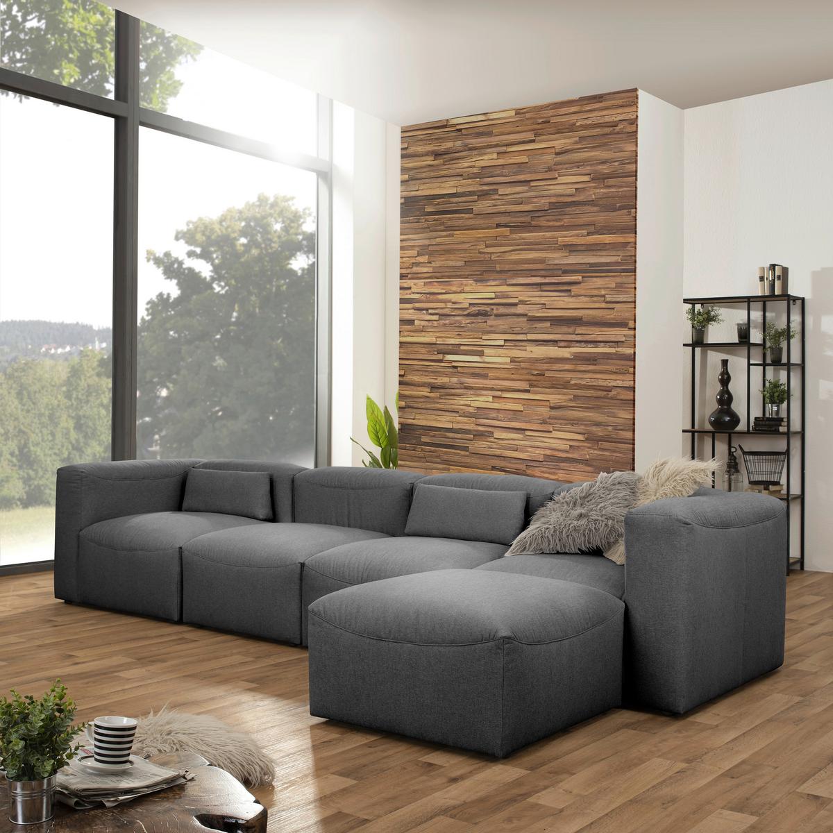 ECKSOFA LENA - Anthrazit, Design, Kunststoff/Textil (350/175cm) - Max Winzer
