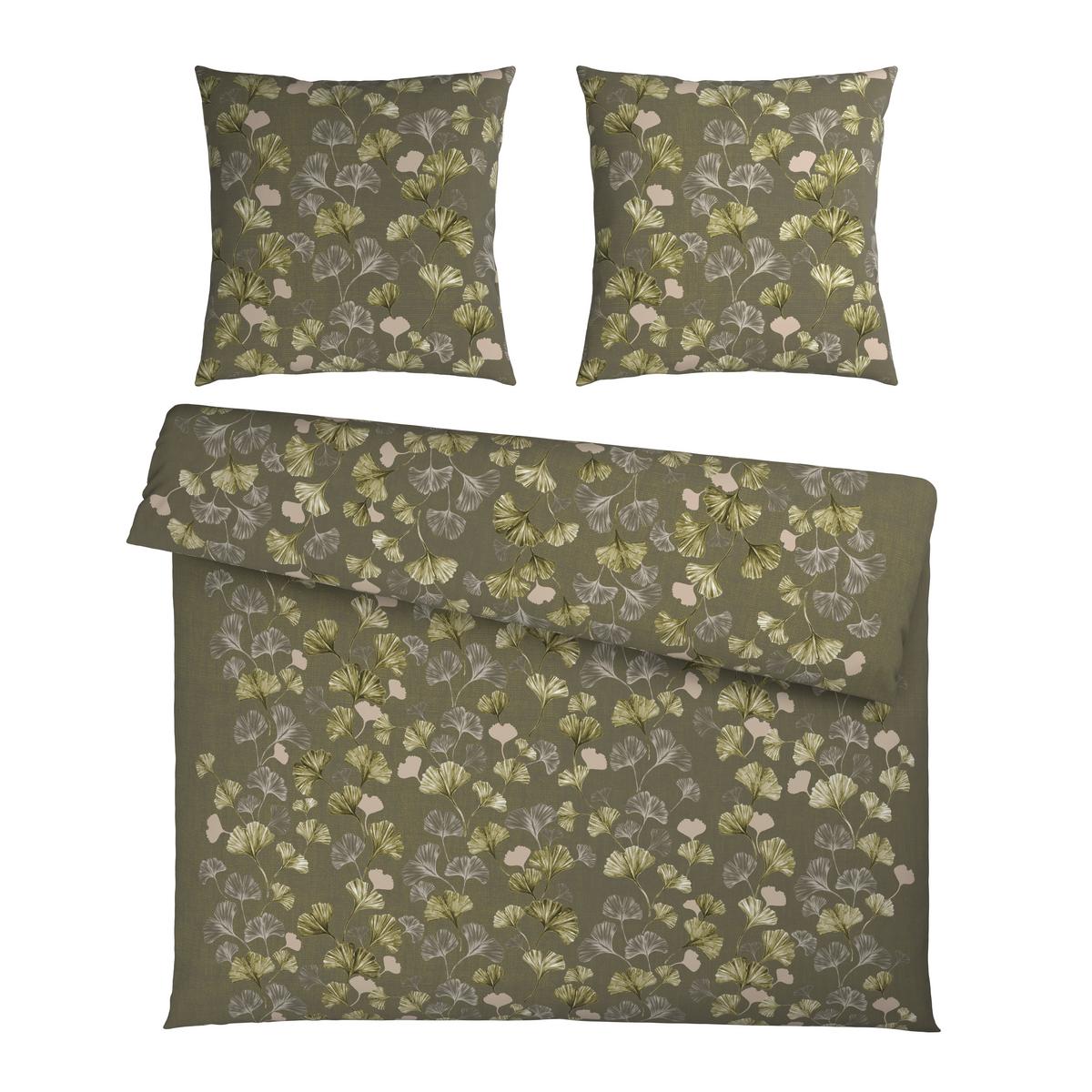 Bettwäsche Yuki XXL Grün/Grau ca. 200x200cm - Grün, MODERN, Textil (200/200cm) - Mömax